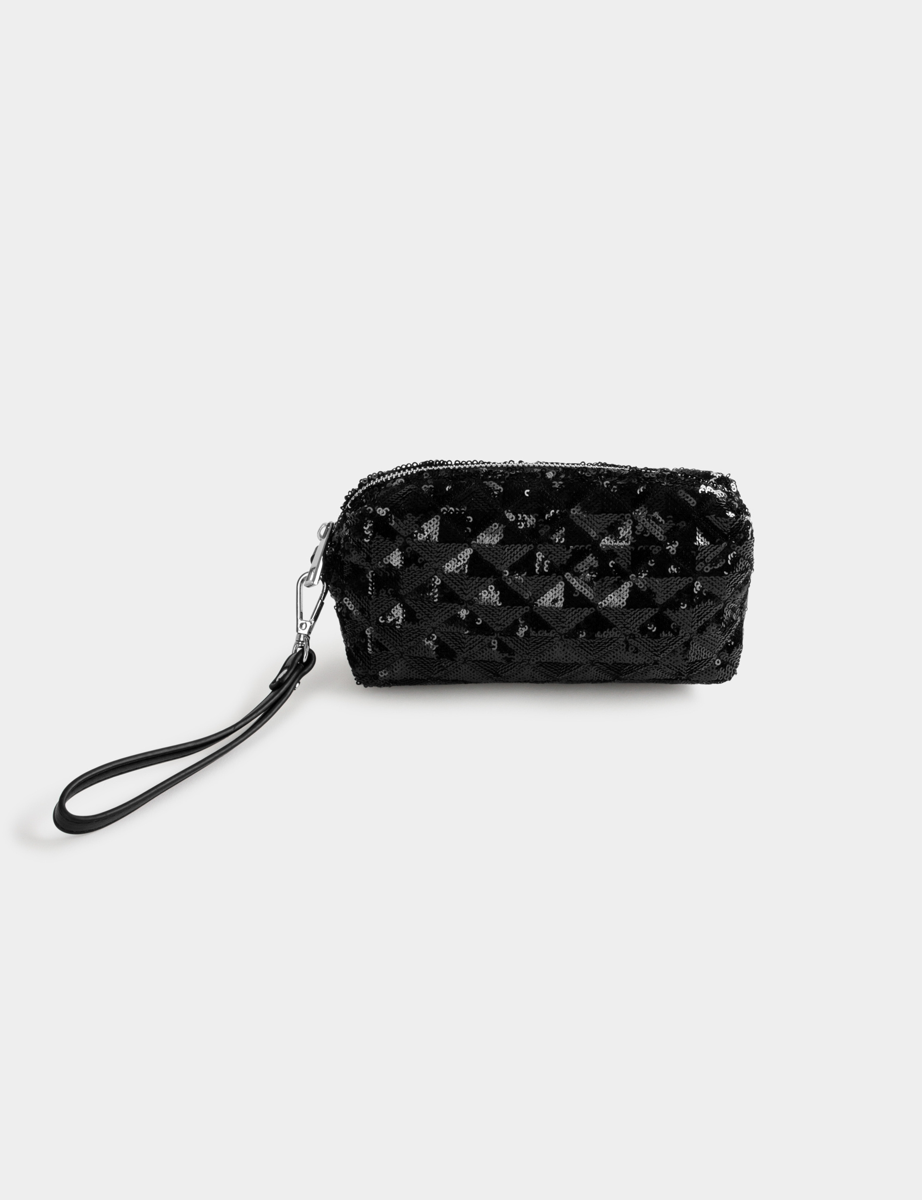 Trousse de maquillage à sequins noir femme
