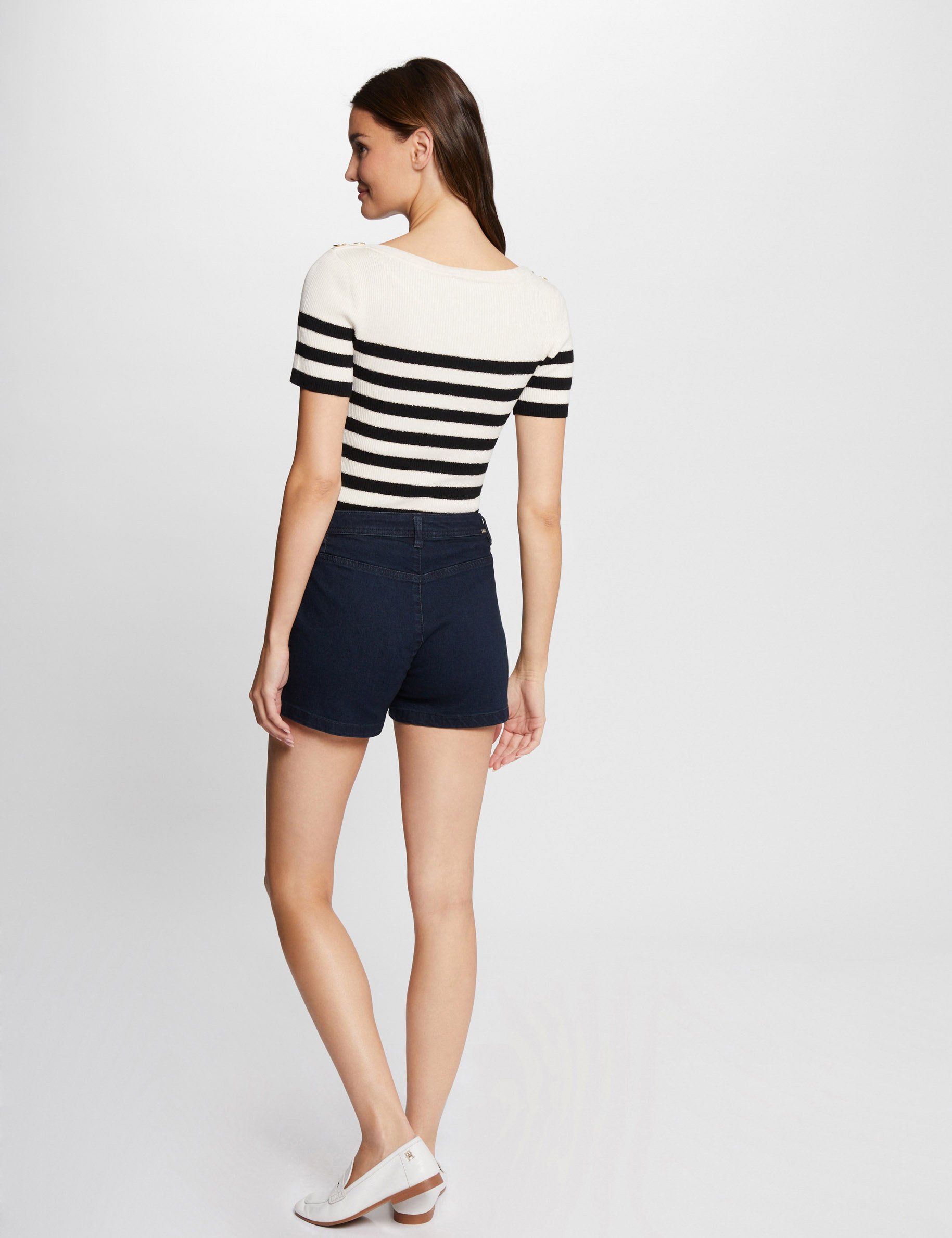 pull col rond a rayures ivoire femme Pull col rond à rayures ivoire femme