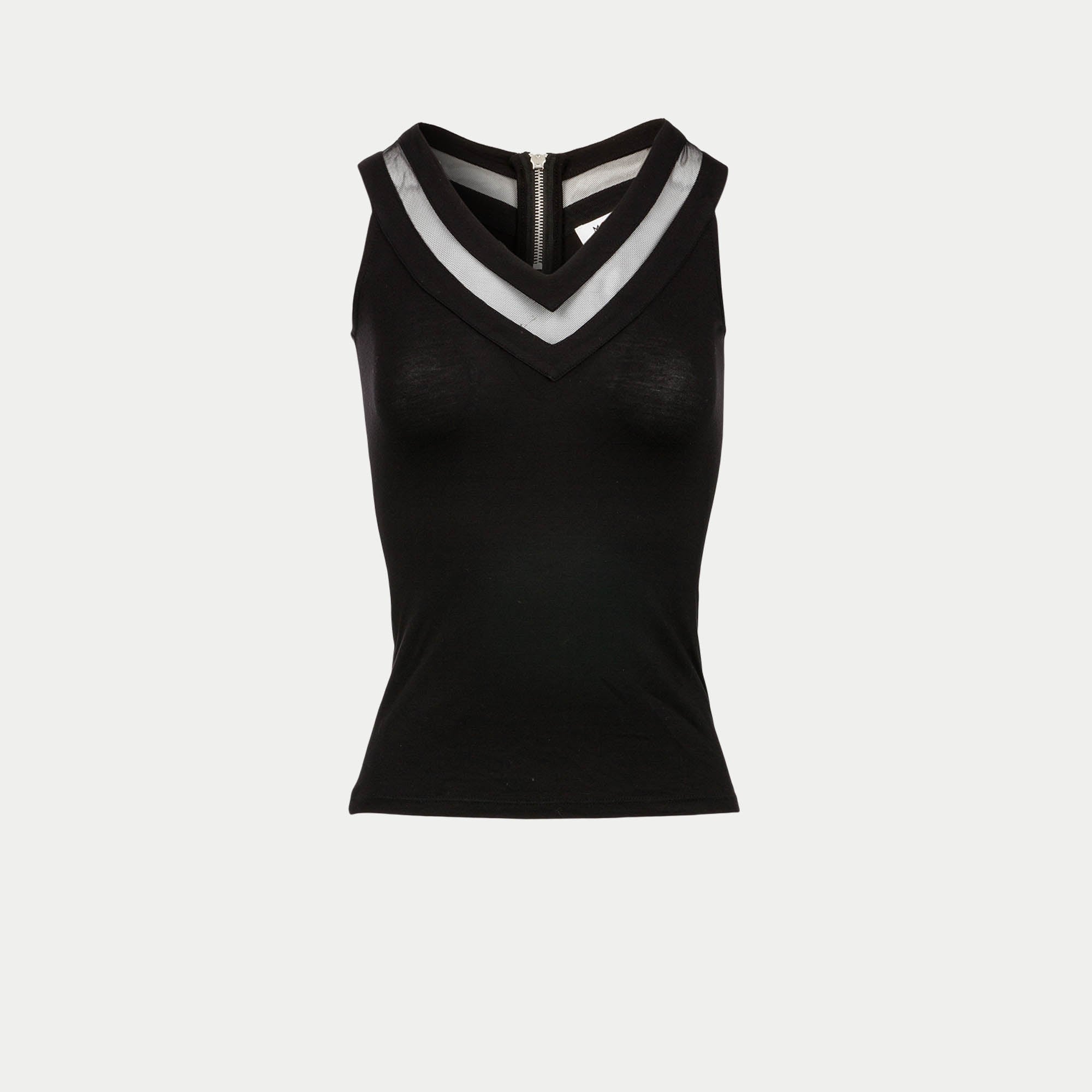 Haut en jersey et tulle noir femme