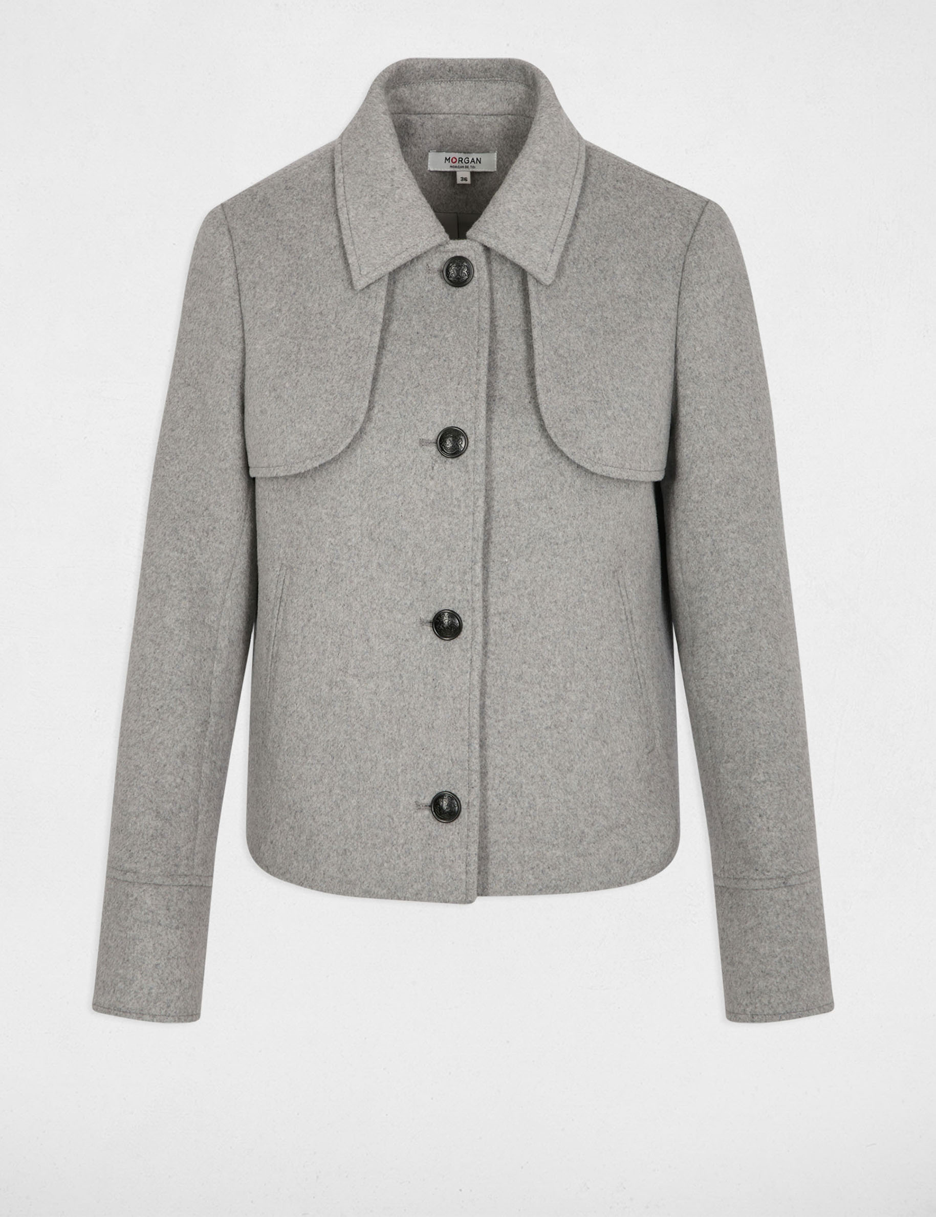 Manteau court ajust&eacute; gris moyen femme