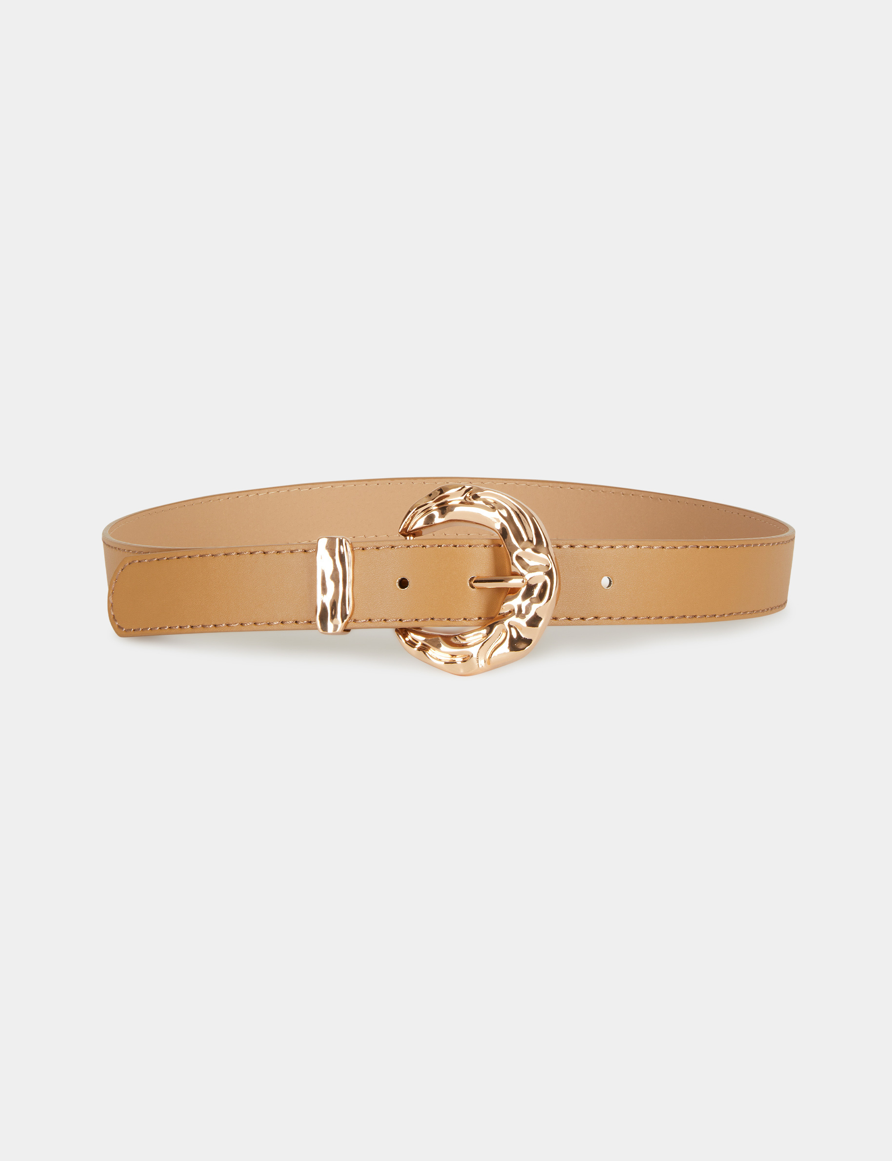 Ceinture avec boucle martelée beige femme