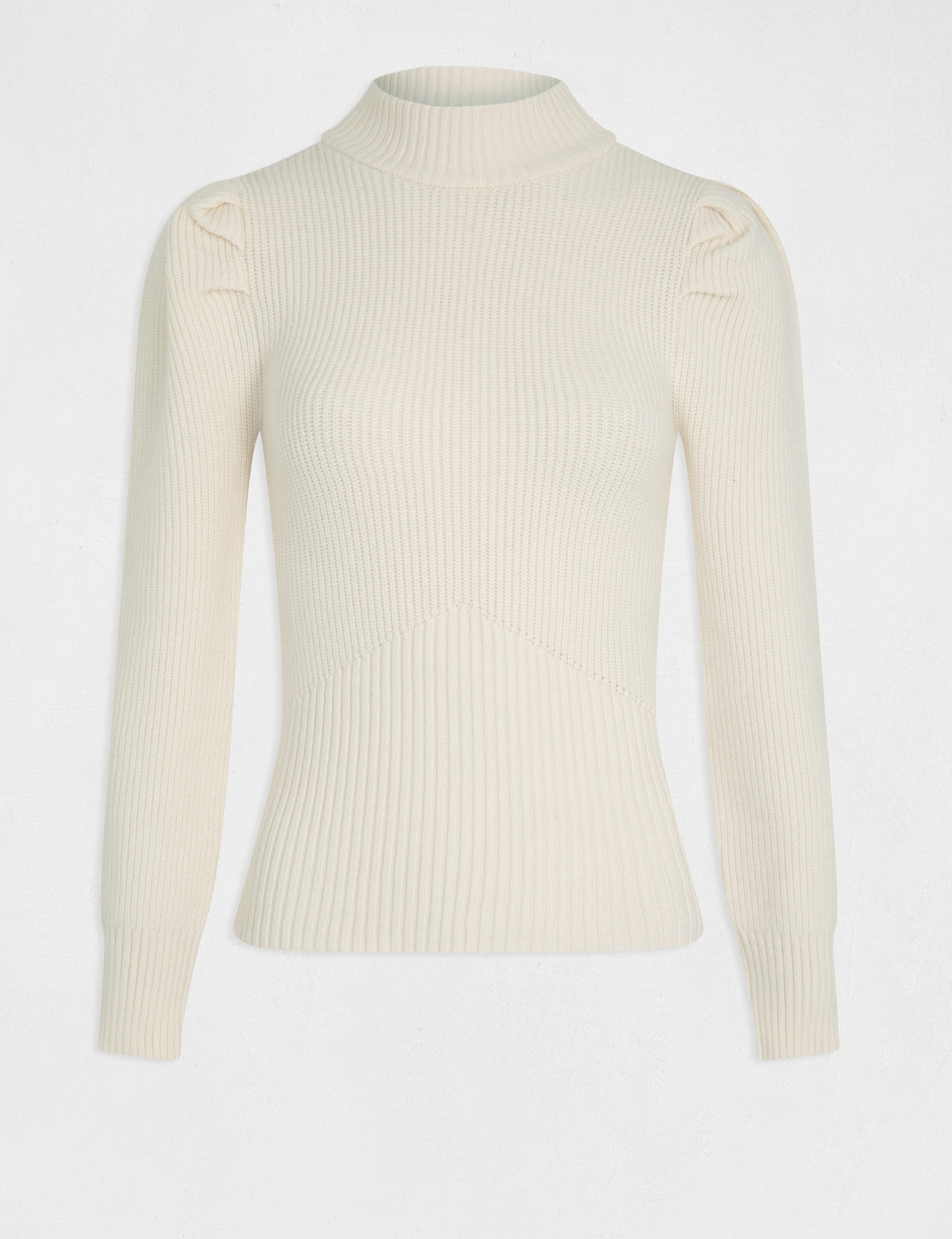 pull manches longues a col montant ivoire femme Pull manches longues à col montant ivoire femme