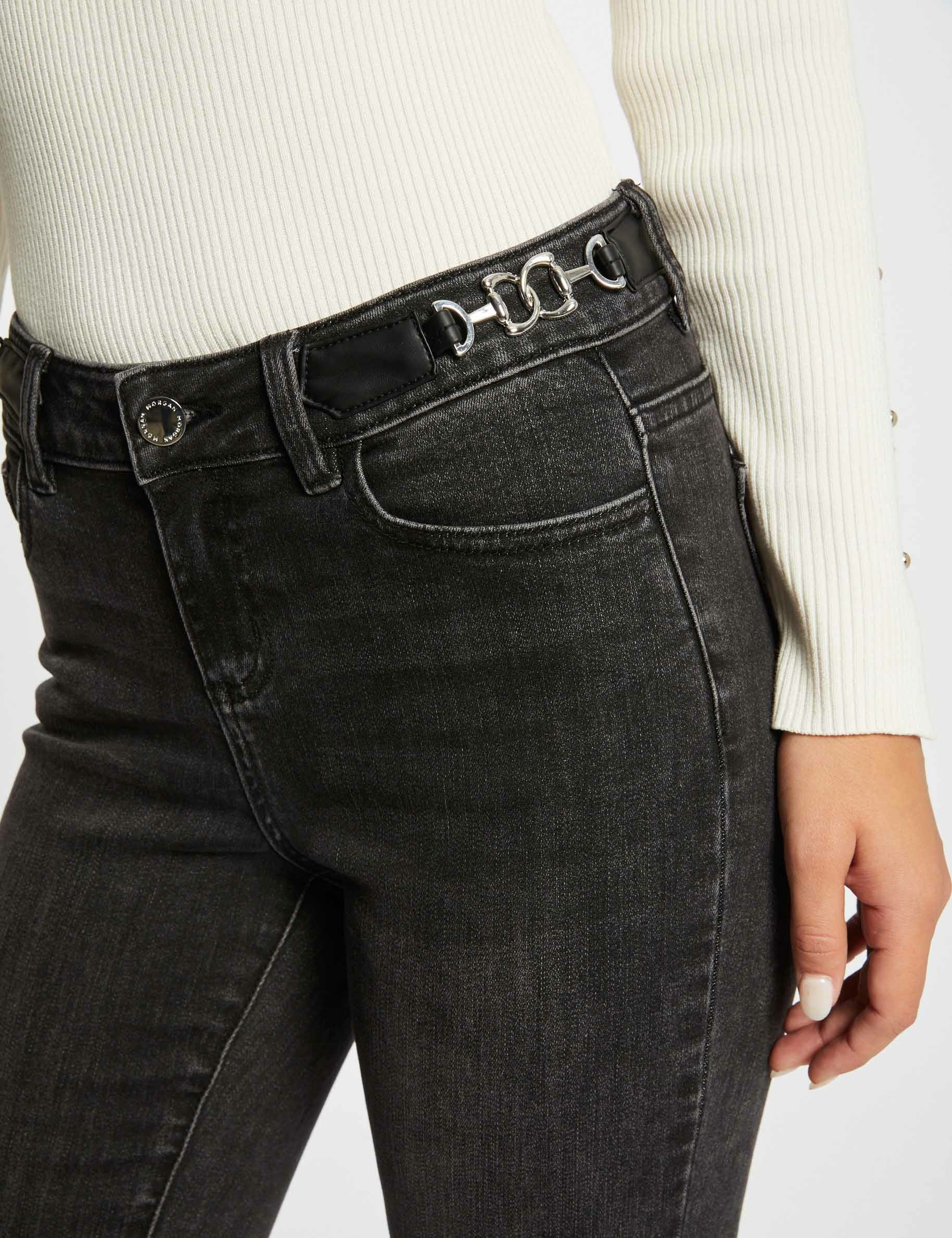 jeans skinny avec ornements metalliques gris moyen femme Jeans skinny avec ornements métalliques gris moyen femme