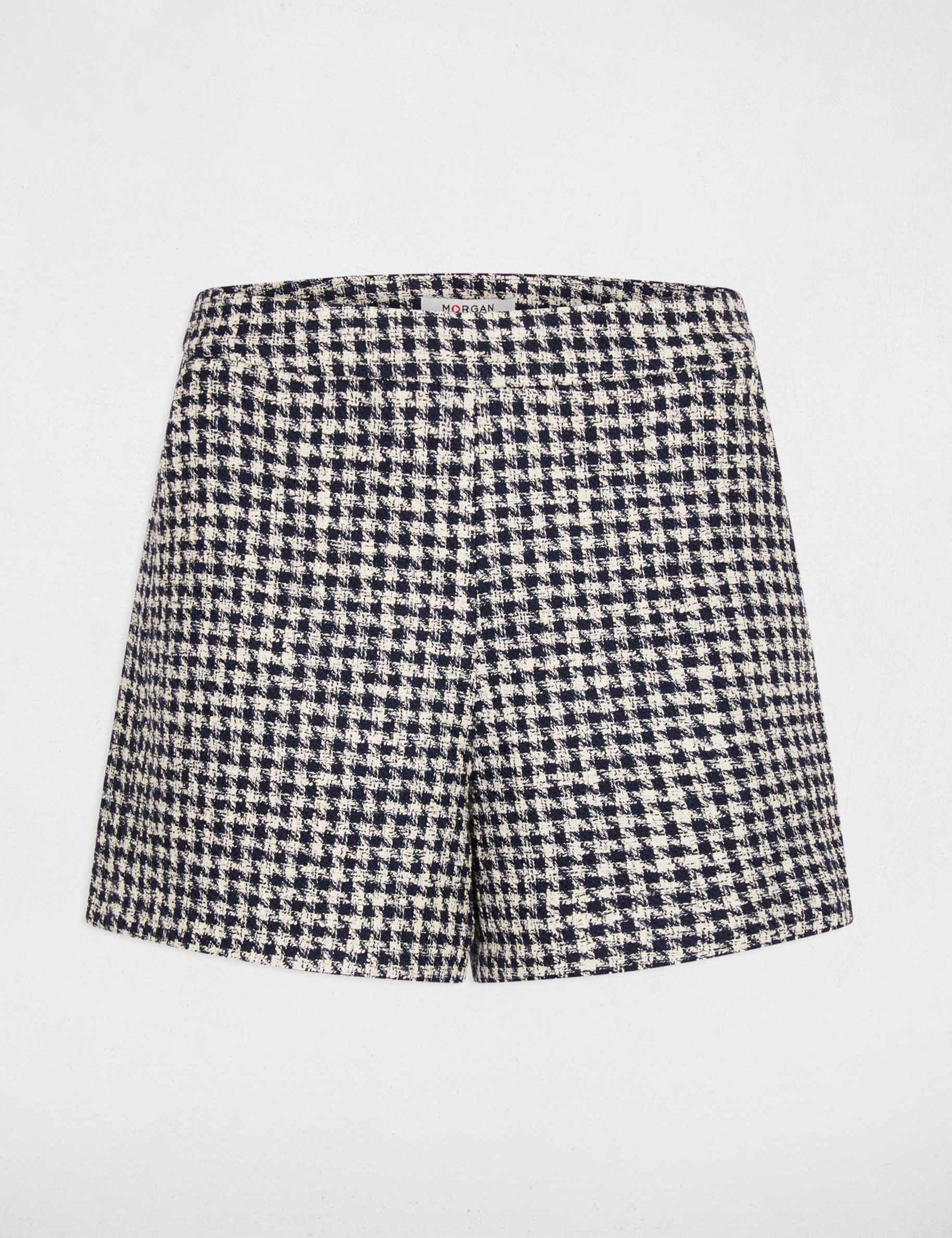 Short tweed taille haute multicolore femme