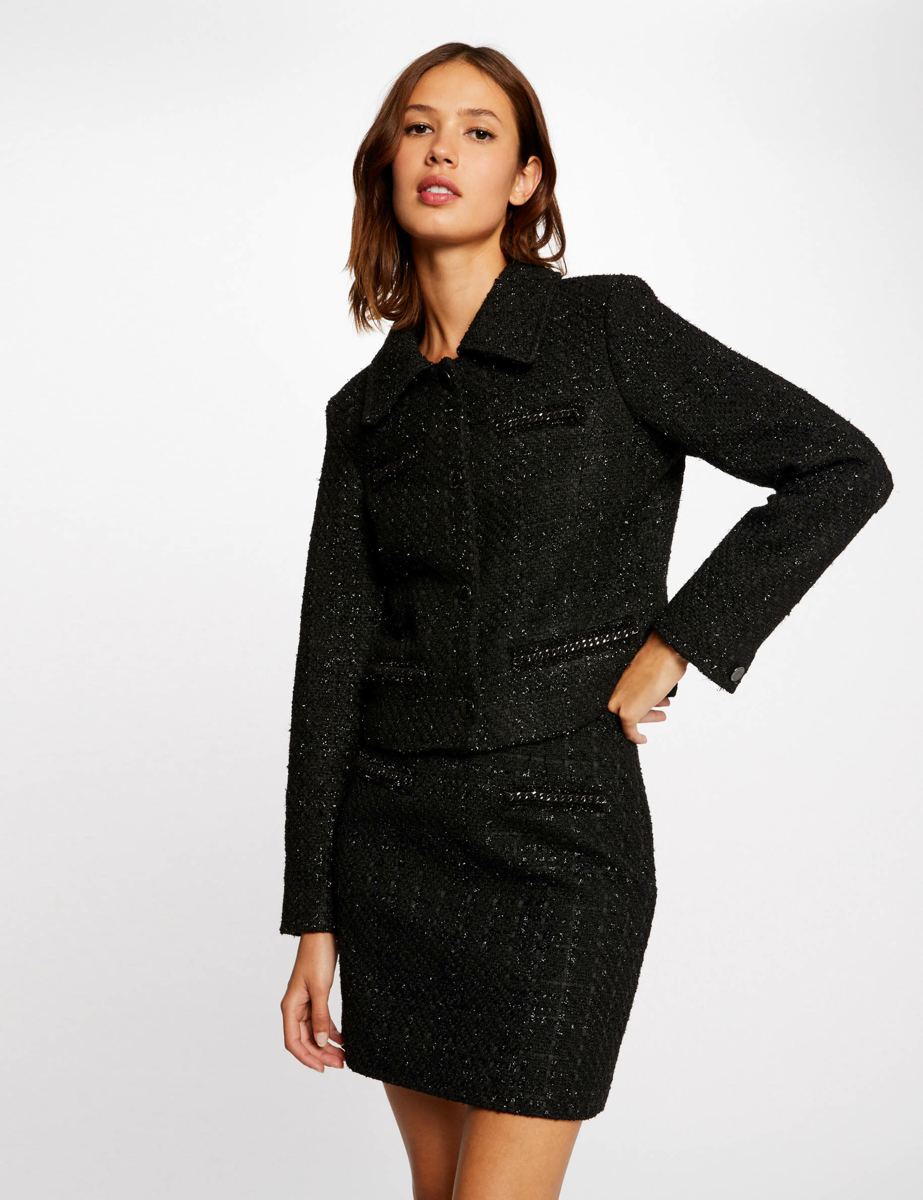 Jupe droite taille haute noir femme