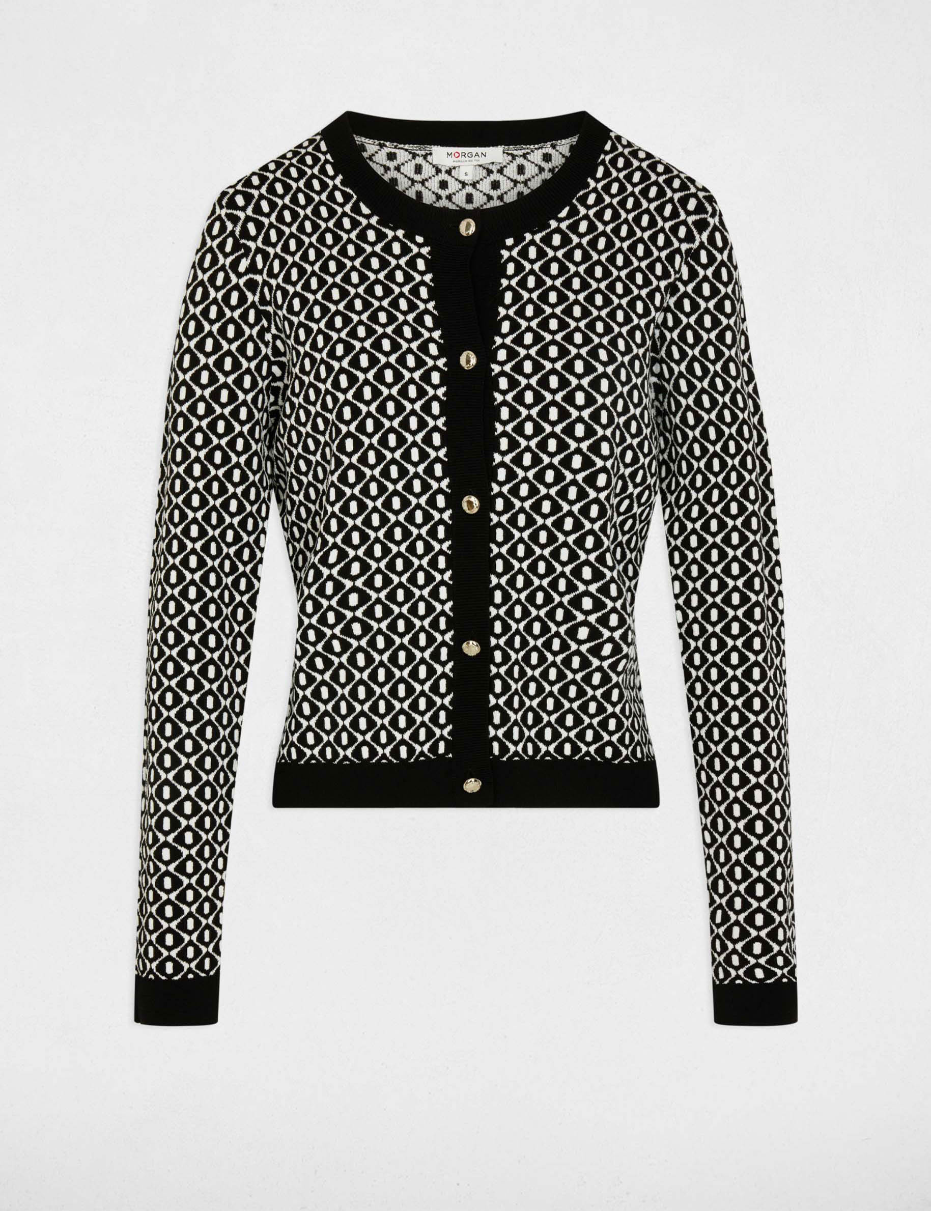 Gilet court jacquard noir femme