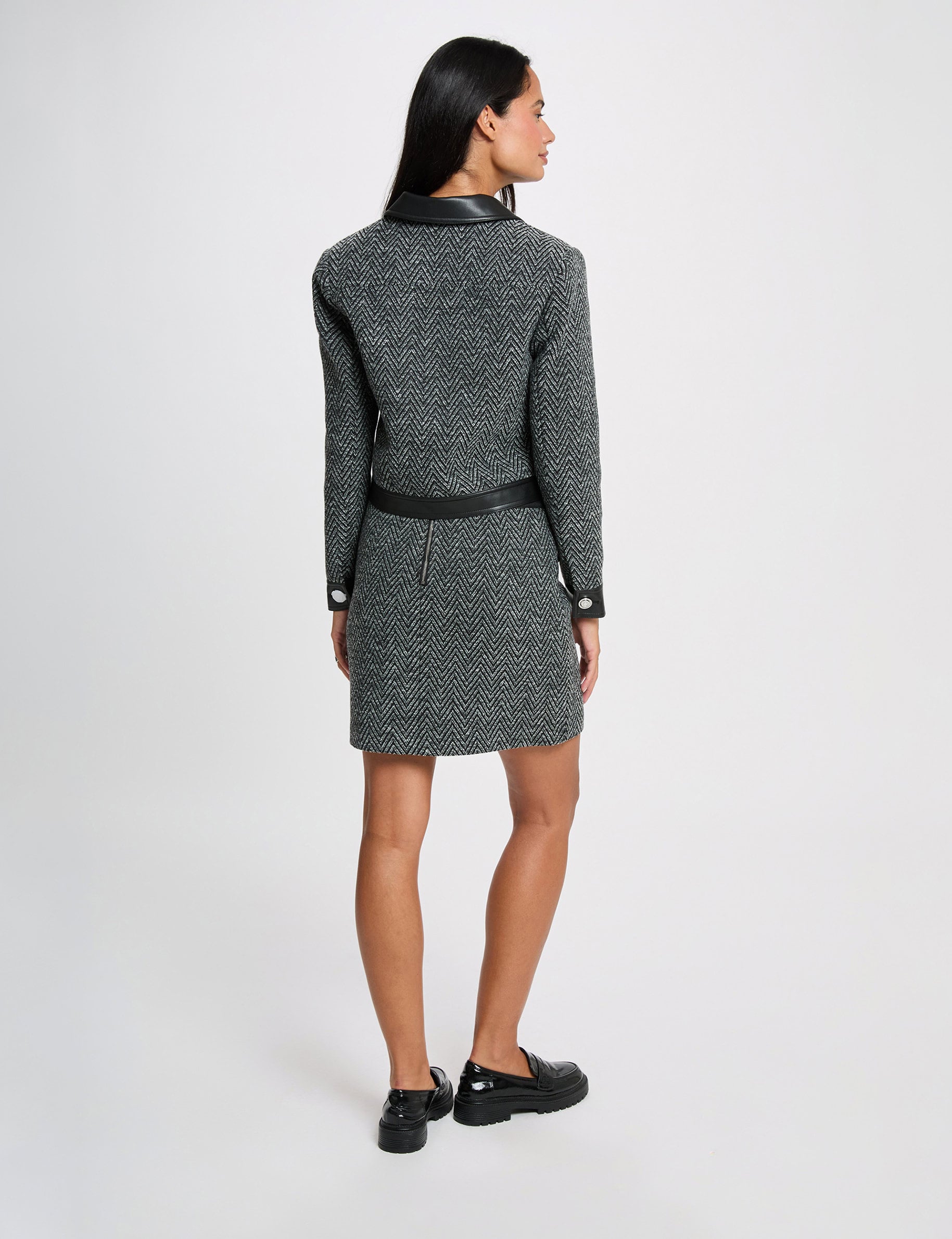 Veste tweed droite noir femme