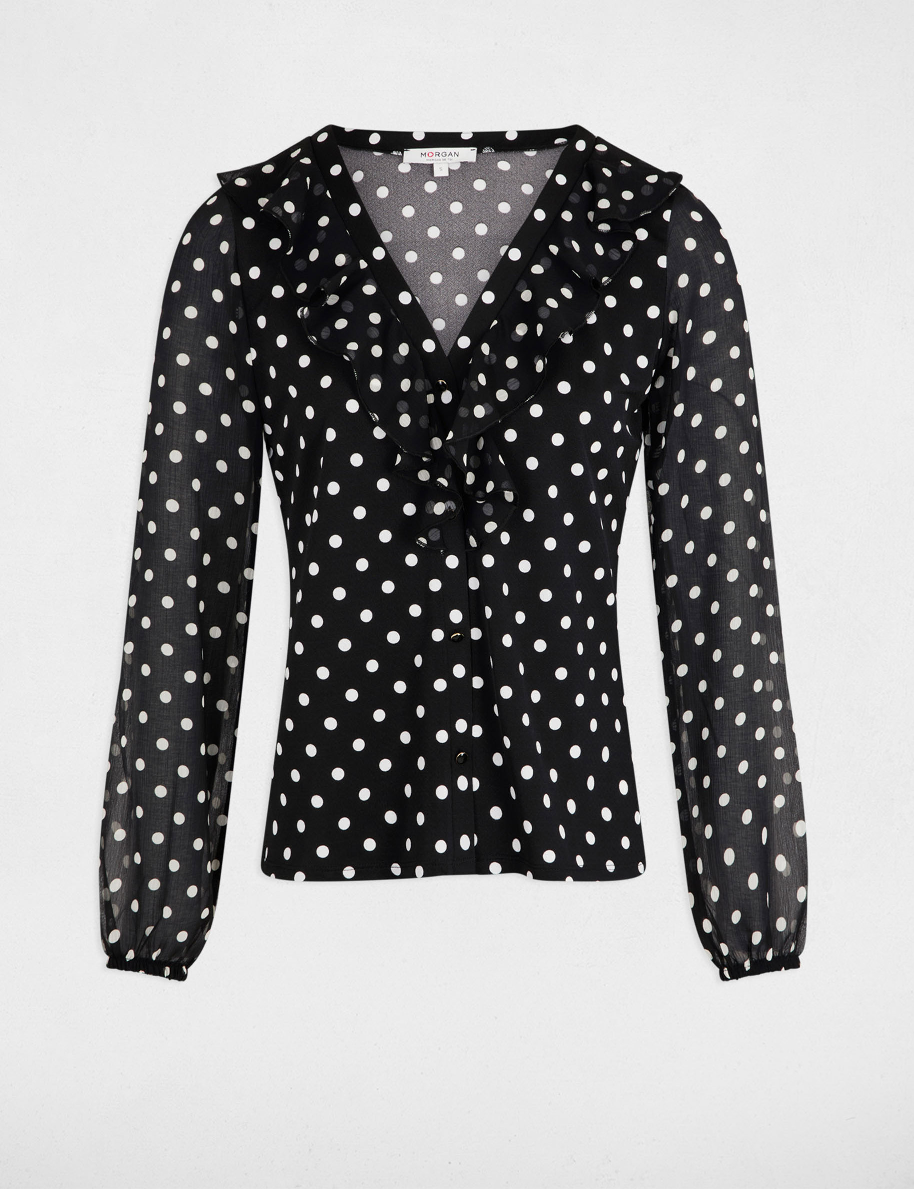 t shirt manches 34 a pois blanc femme T-shirt manches 3/4 à pois blanc femme