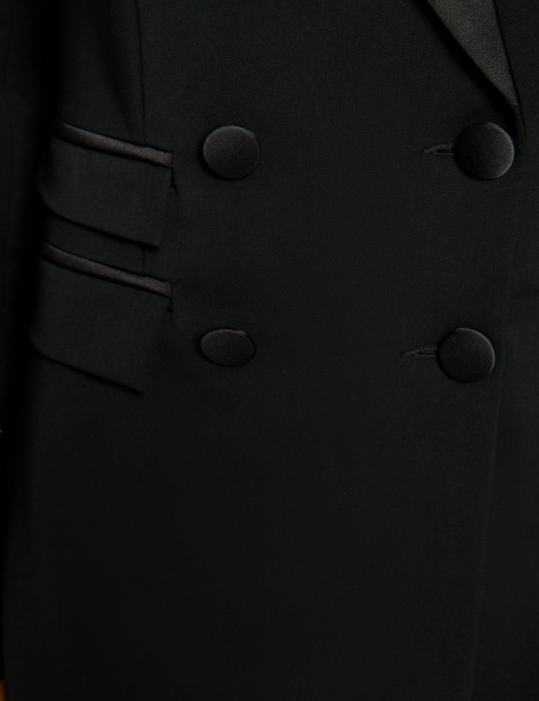 Veste satin col tailleur noir femme