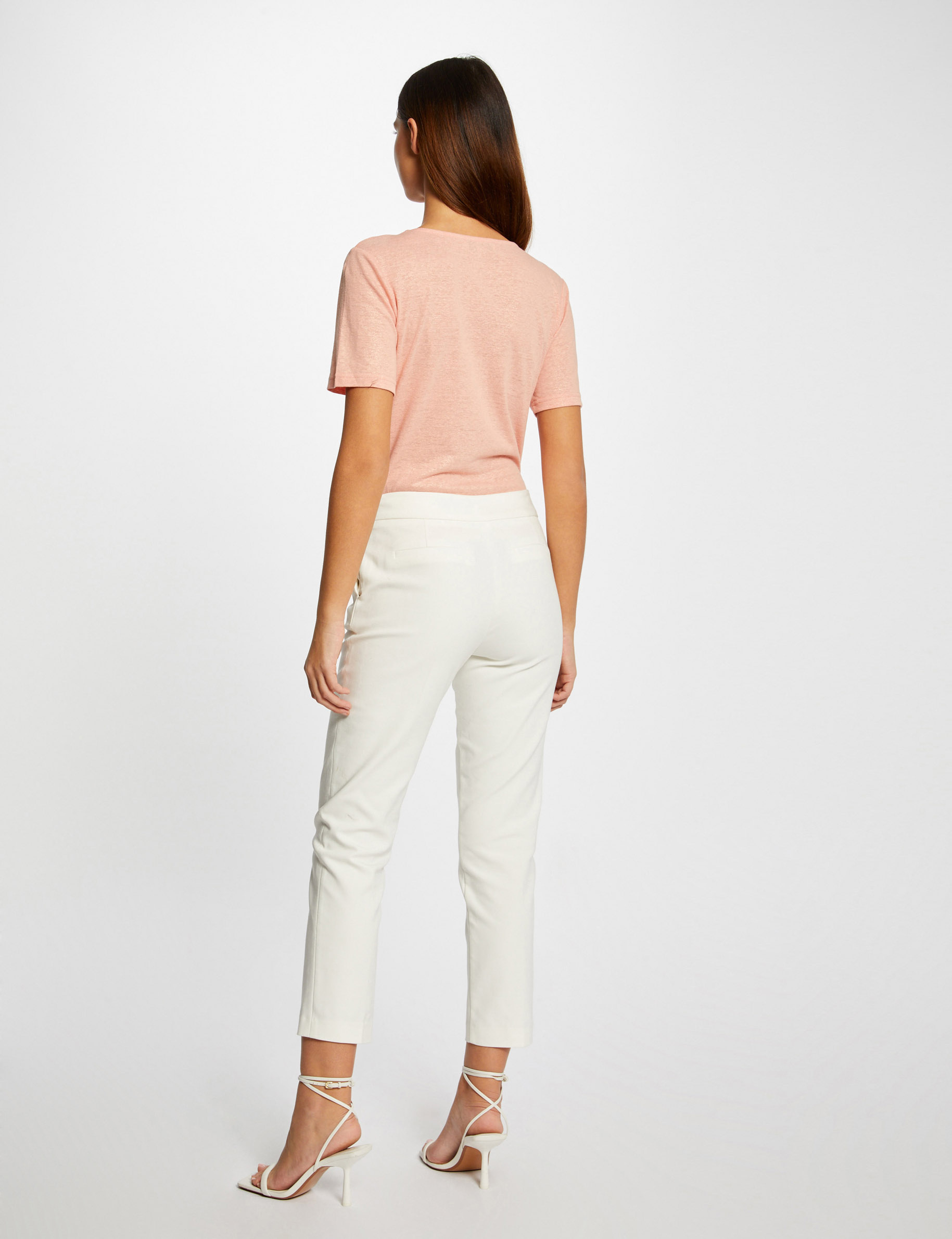 T-shirt manches courtes col en V rose moyen femme T-shirt manches courtes col en V rose moyen femme