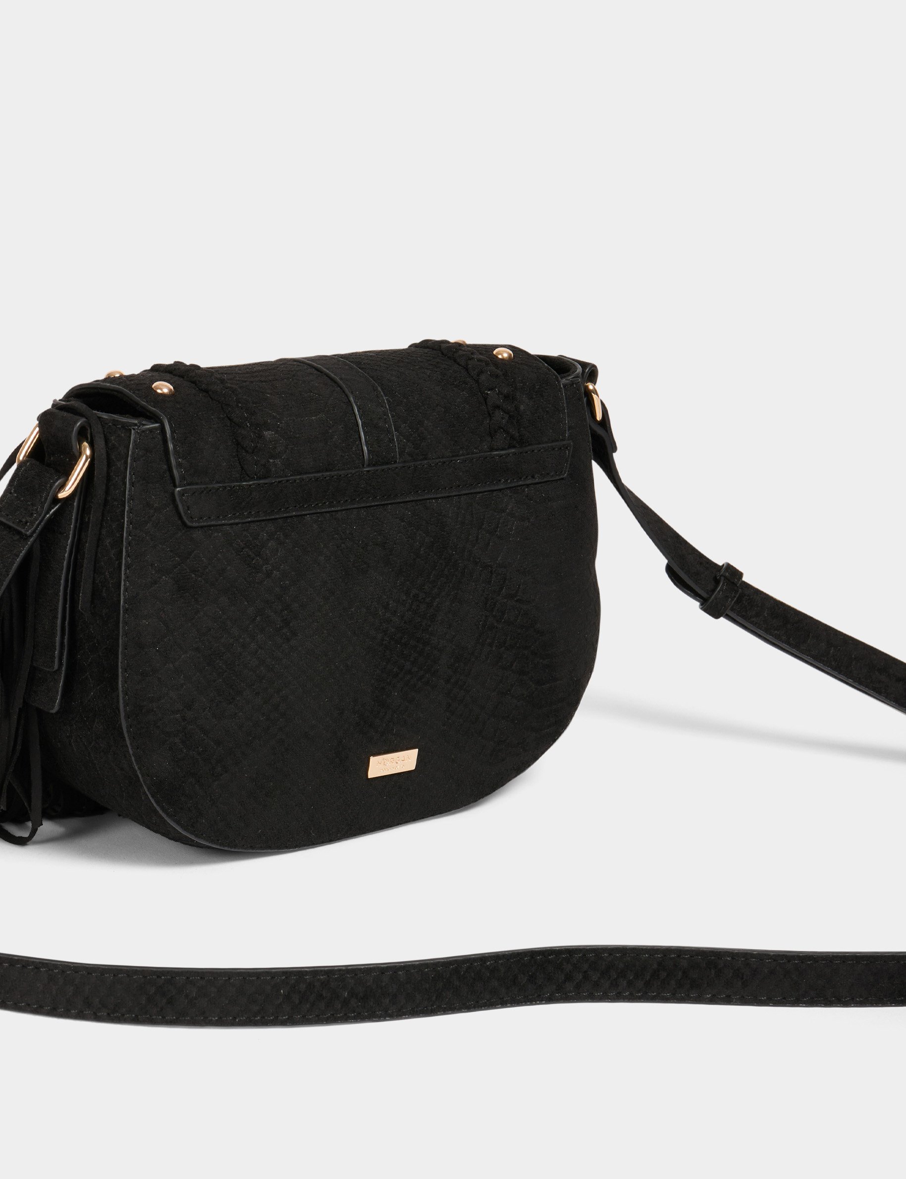 sac besace croco a franges noir femme Sac besace croco à franges noir femme