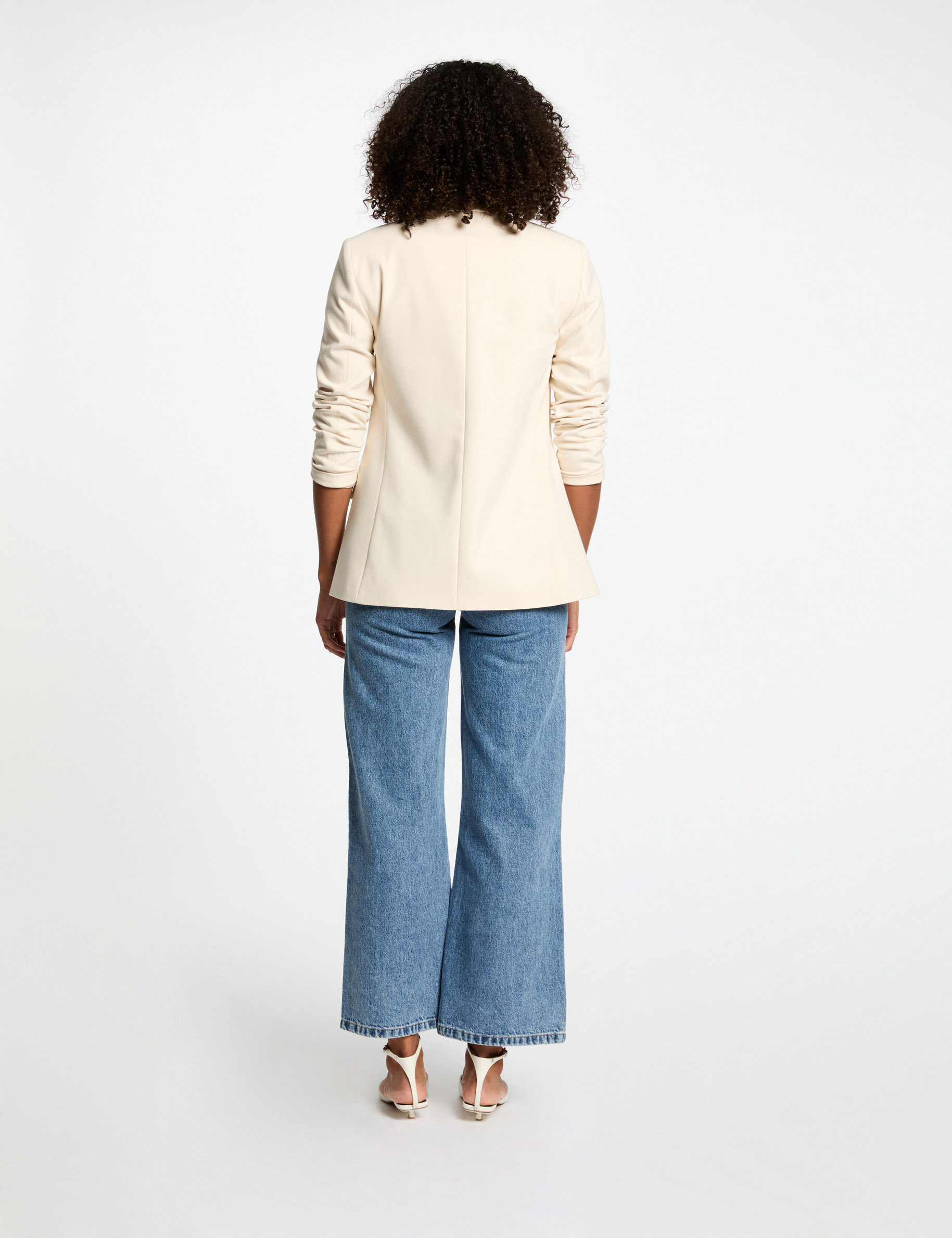 veste courte col chale ivoire femme Veste courte col châle ivoire femme
