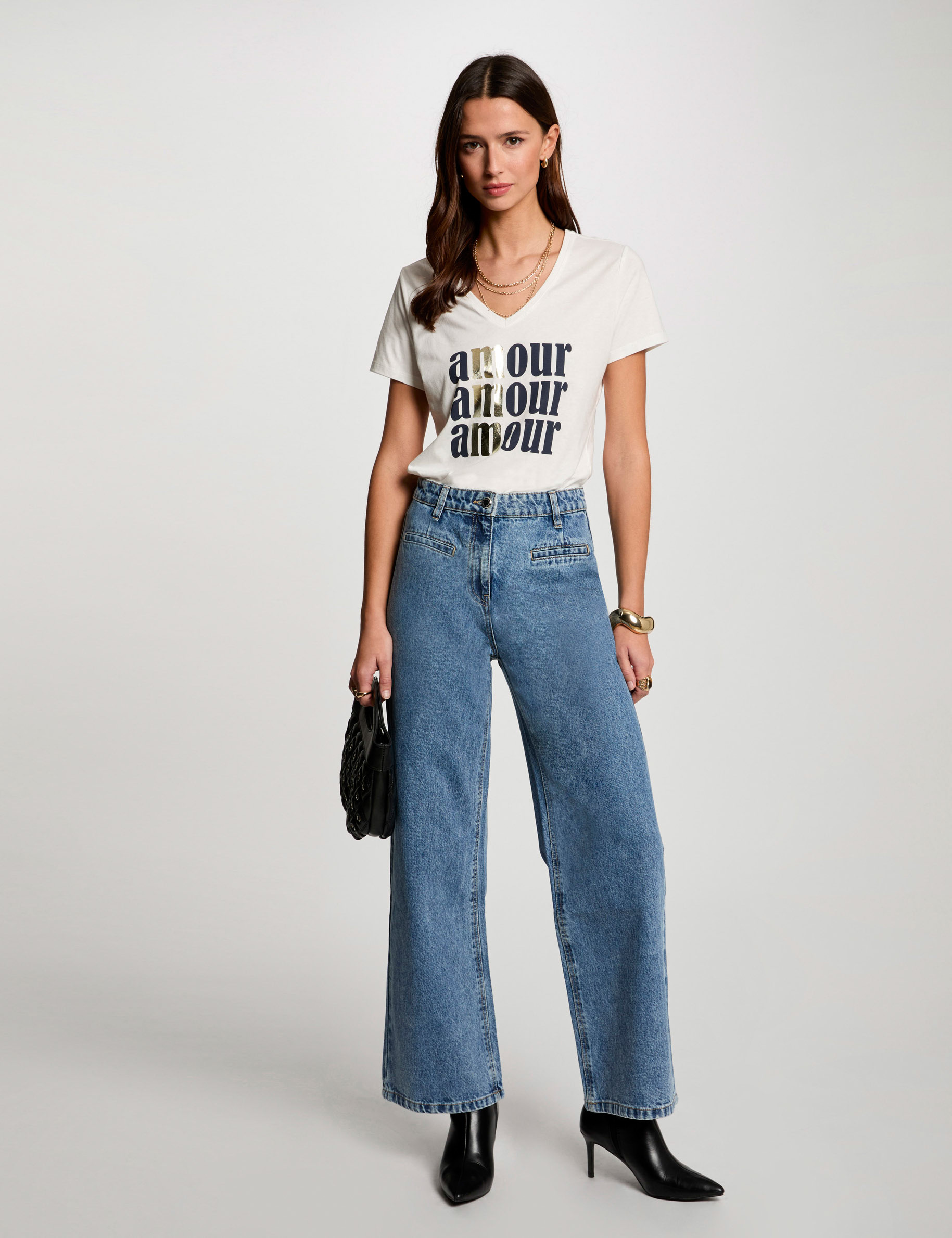t shirt a inscription blanc femme T-shirt à inscription blanc femme