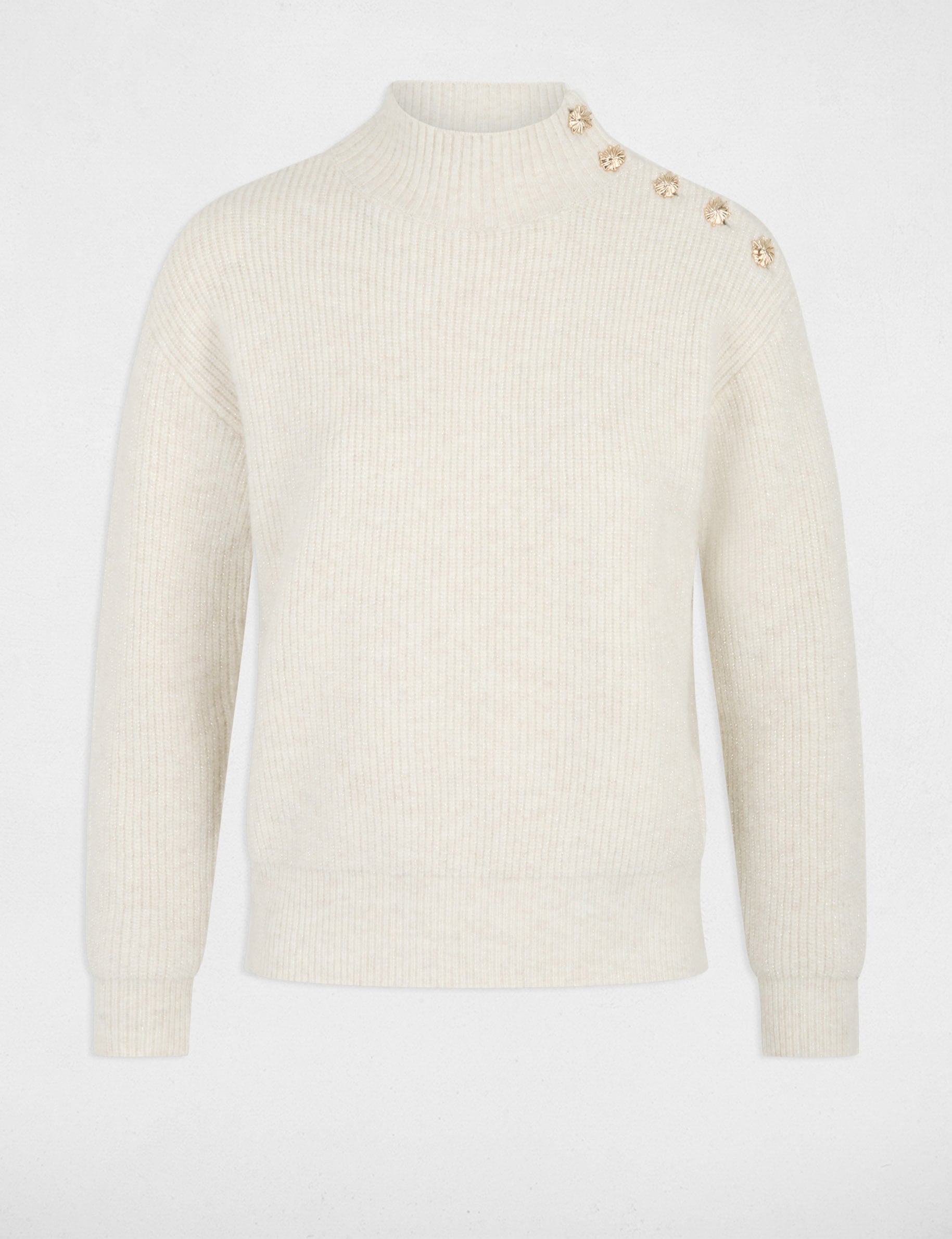 Pull col montant ivoire femme