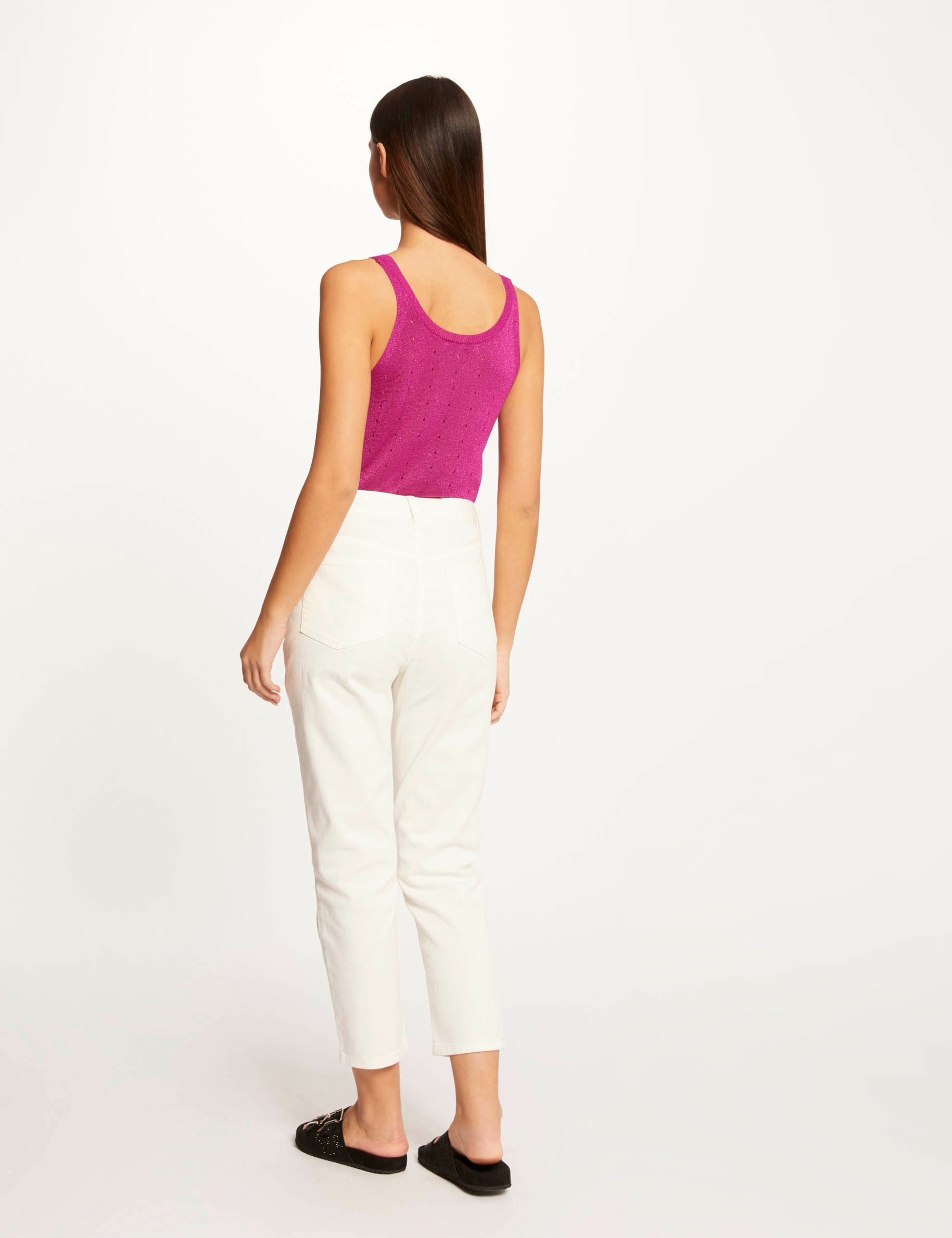 Débardeur pull avec bretelles framboise femme Débardeur pull avec bretelles framboise femme