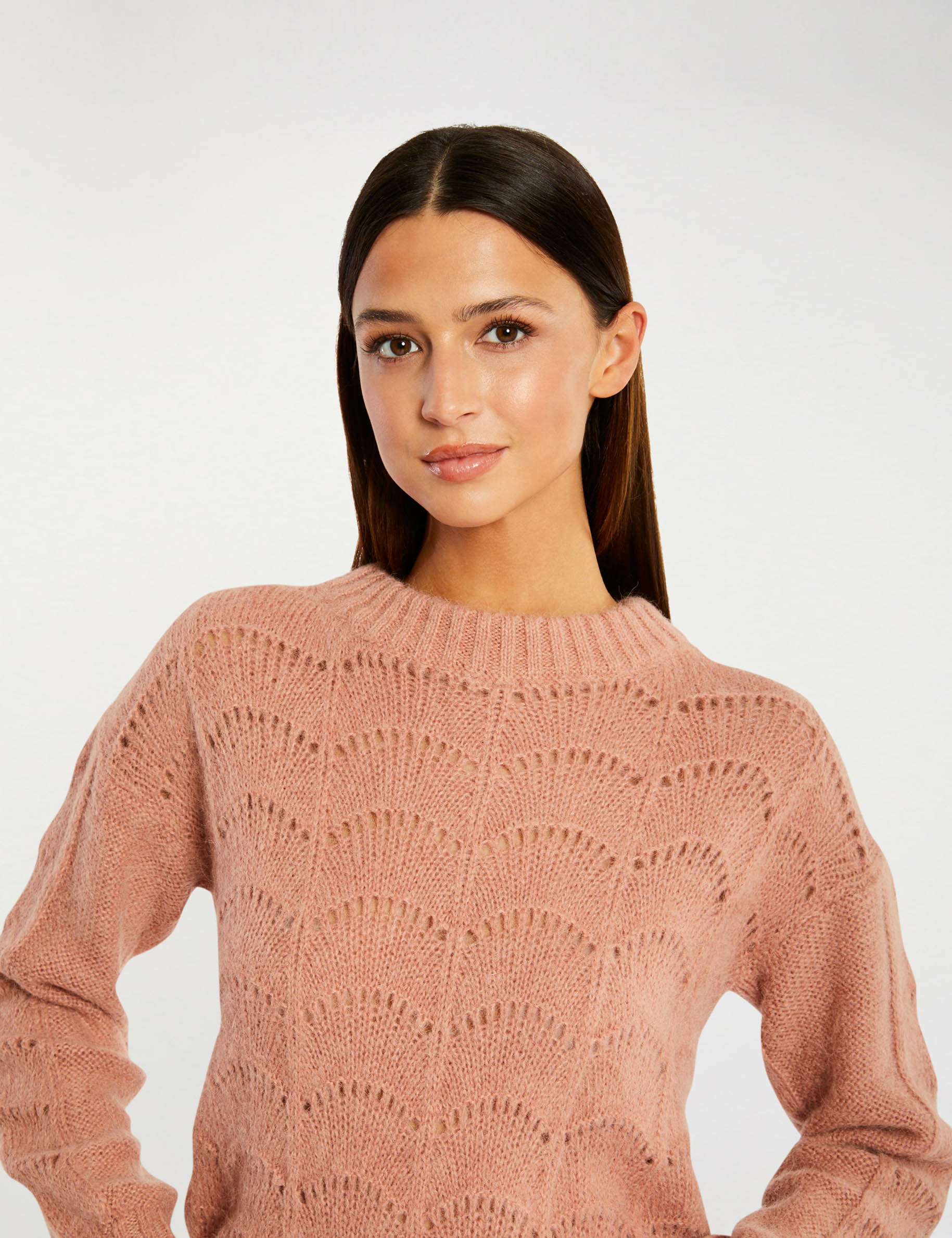 Pull à manches longues vieux rose femme