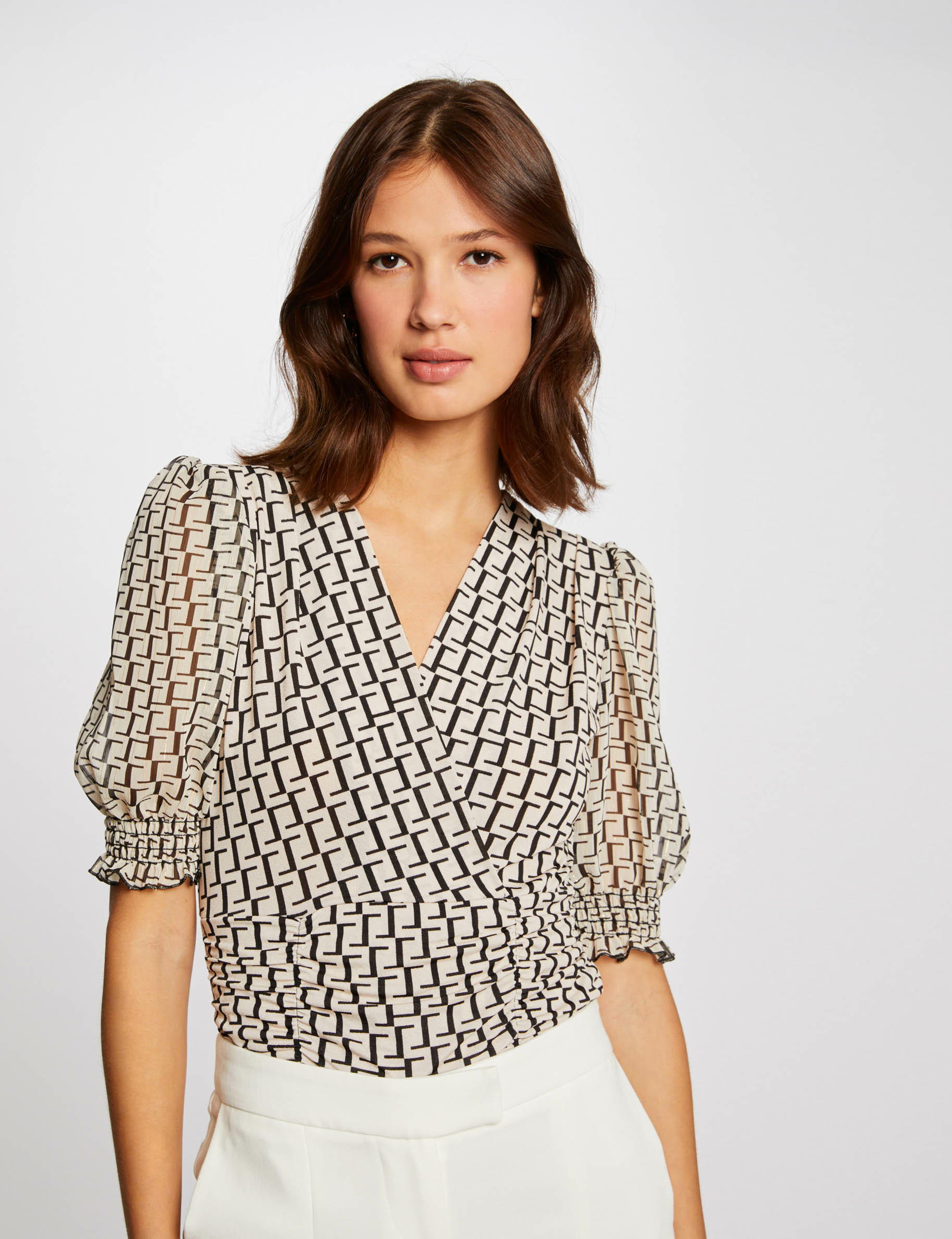 T-shirt manches courtes imprimé ecru femme T-shirt manches courtes imprimé ecru femme