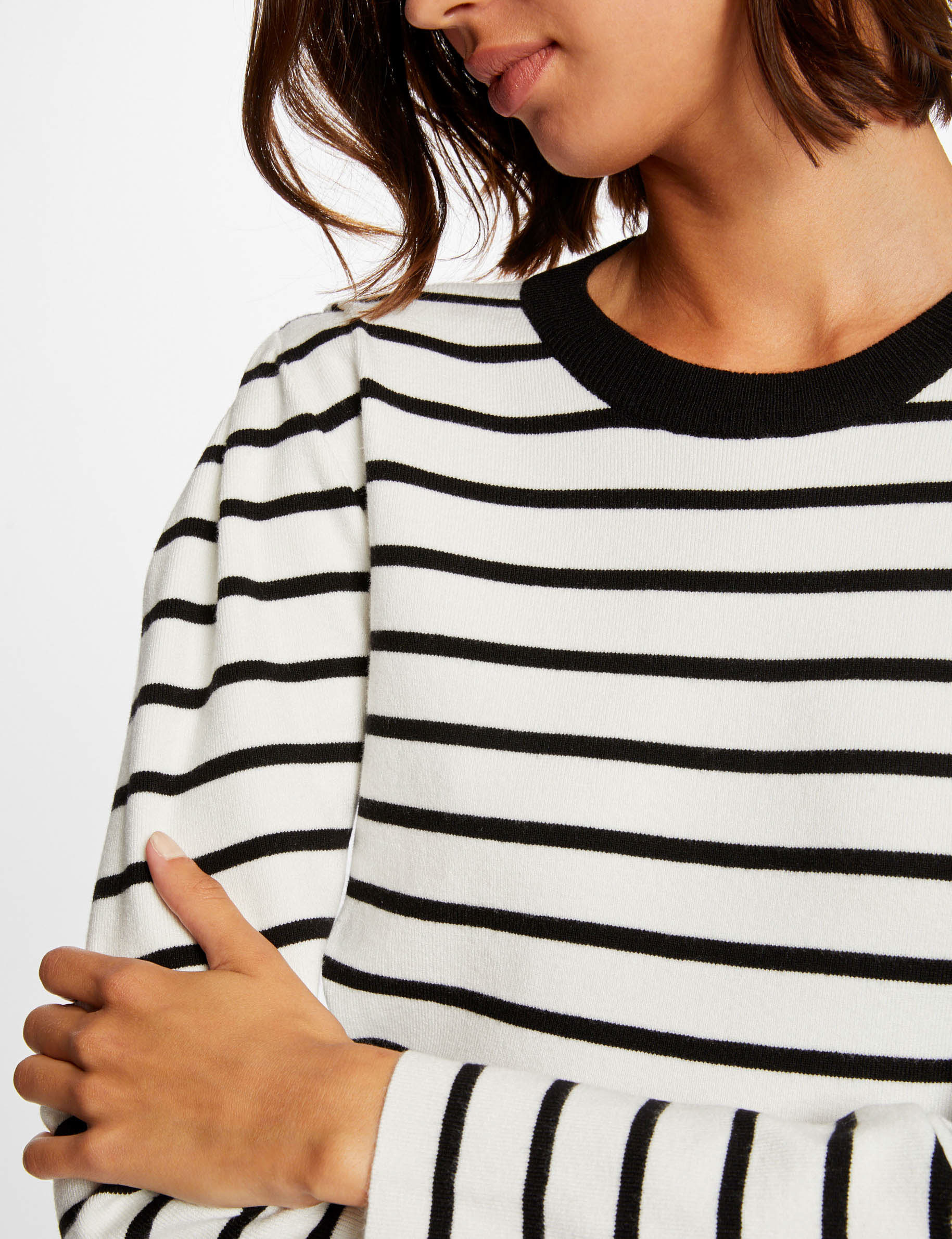 Pull manches longues à rayures ecru femme Pull manches longues à rayures ecru femme