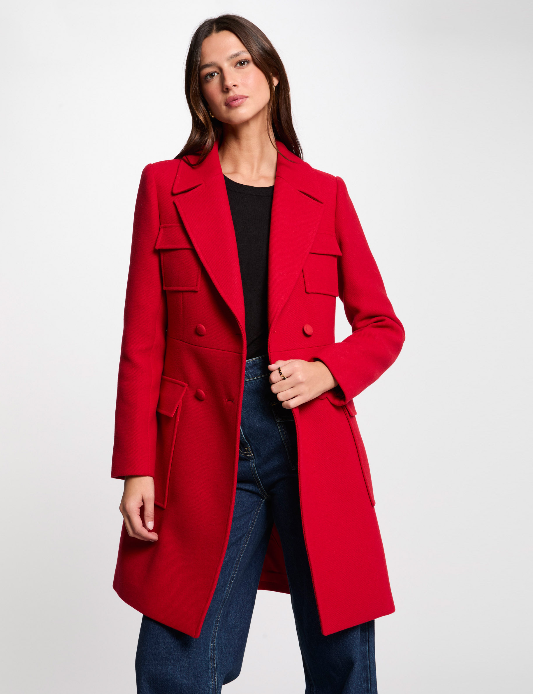 Manteau Vintage Rouge Femme Taille 38 (44) - Laine 100% - Occasion Très Bon état