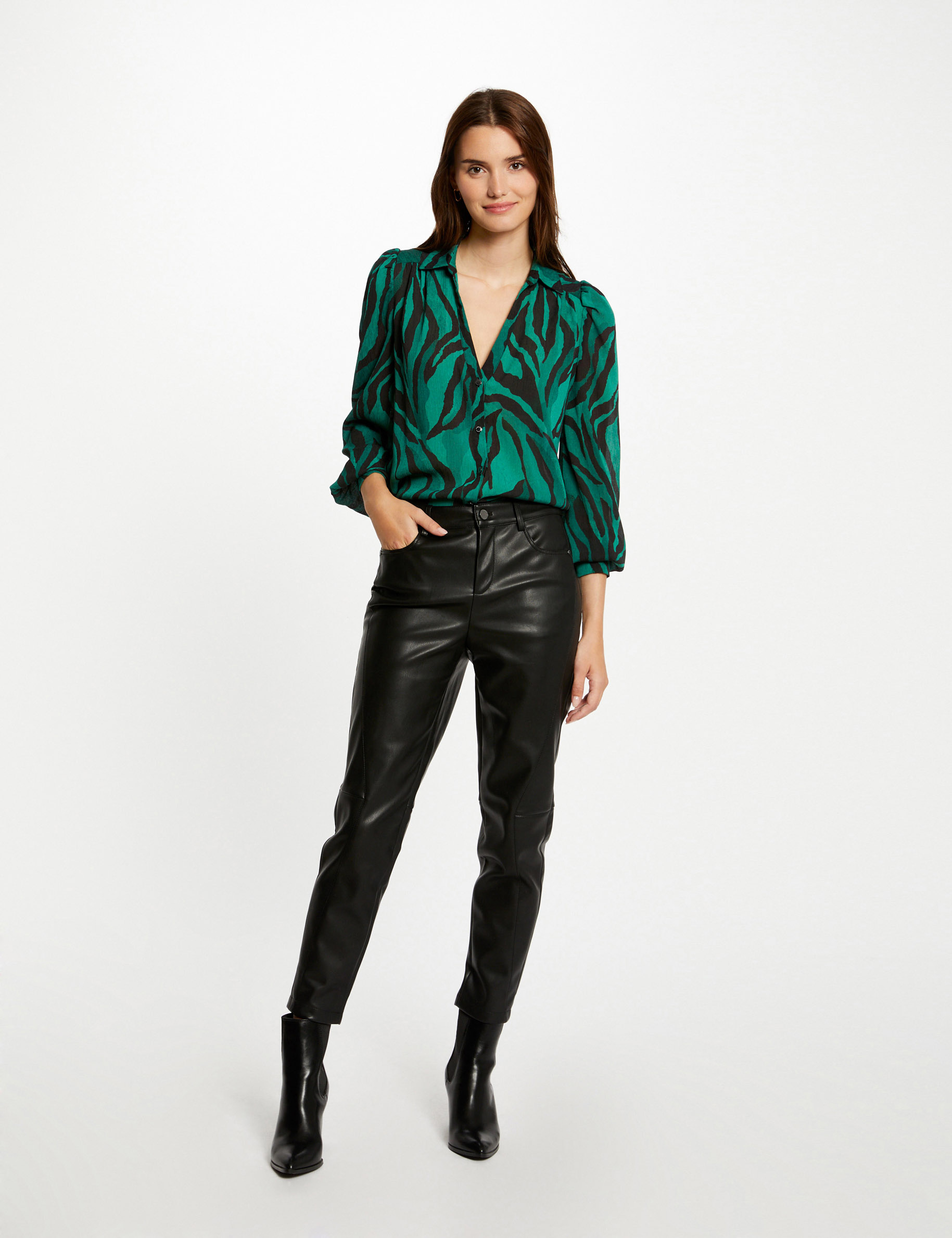Chemise manches 3/4 imprimé animalier multico femme