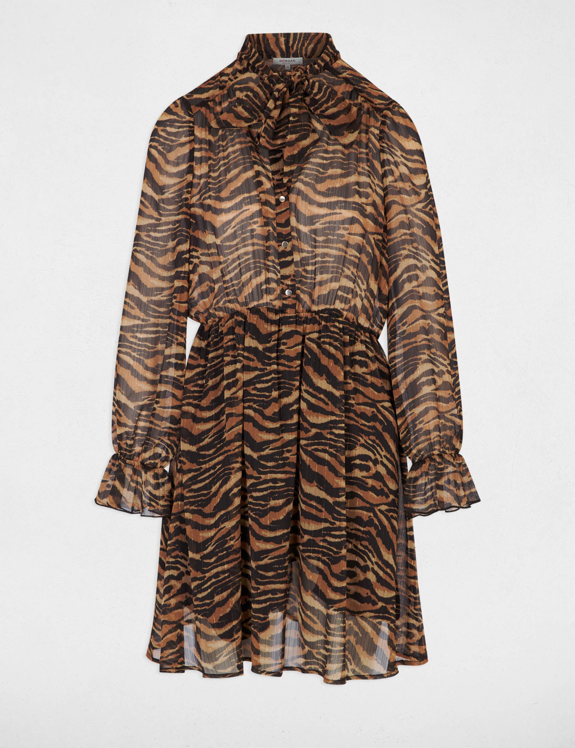 Robe voile col lavalli&egrave;re multicolore femme