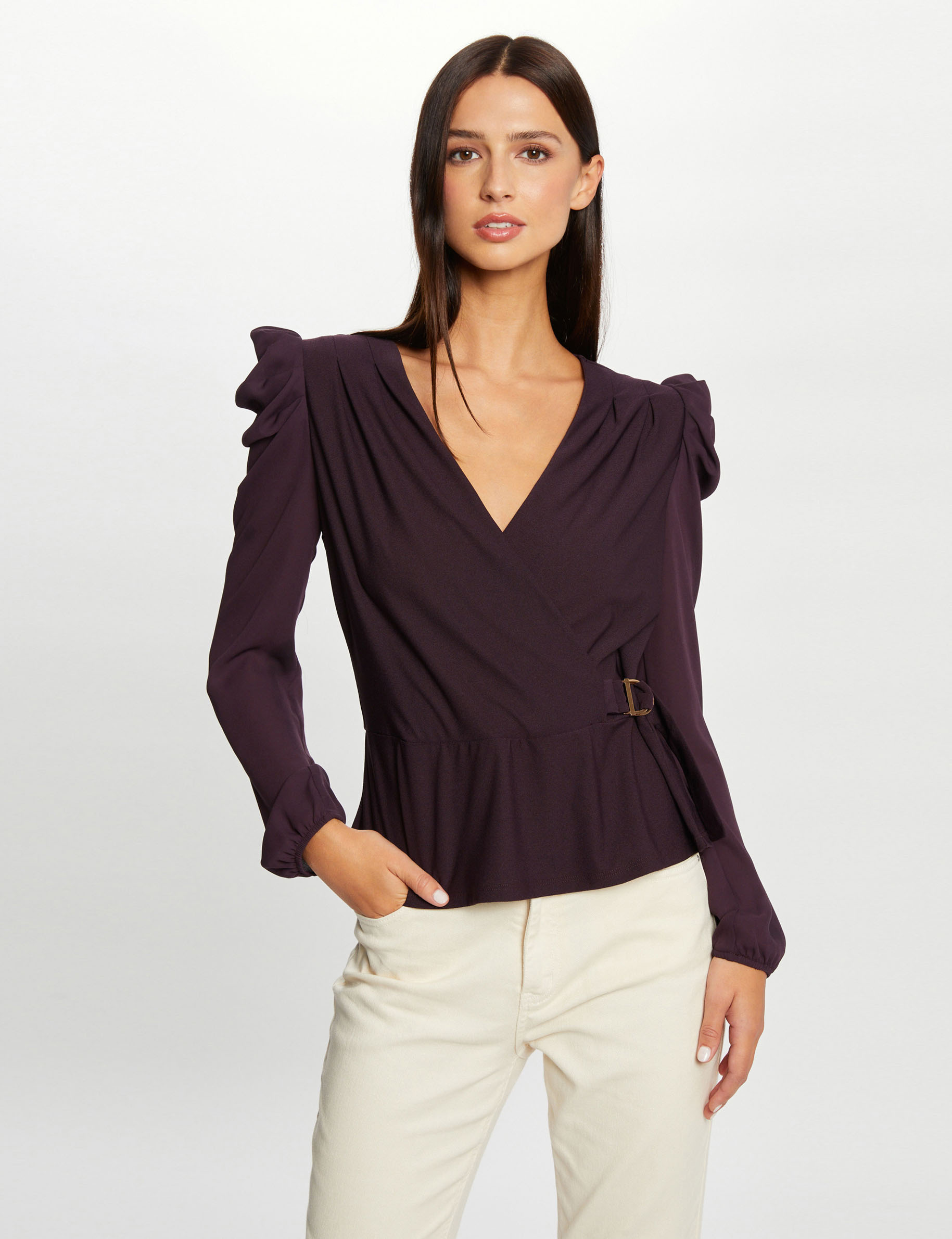 t shirt manches longues avec boucle violet fonce femme T-shirt manches longues avec boucle violet fonce femme
