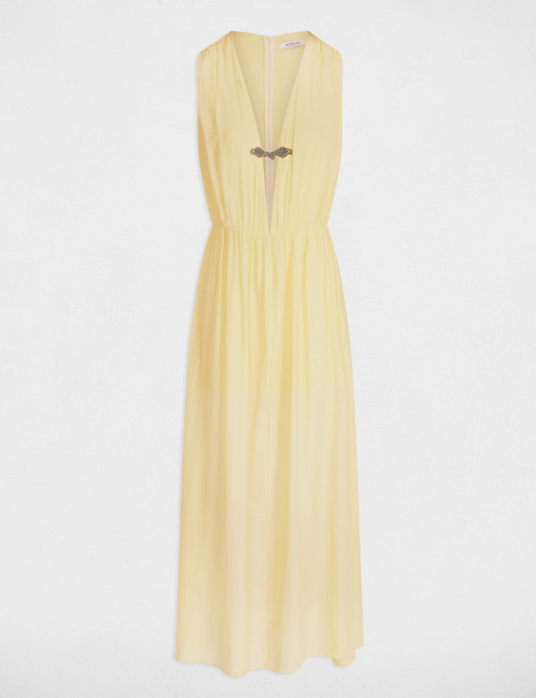 robe longue droite jaune pastel femme Robe longue droite jaune pastel femme