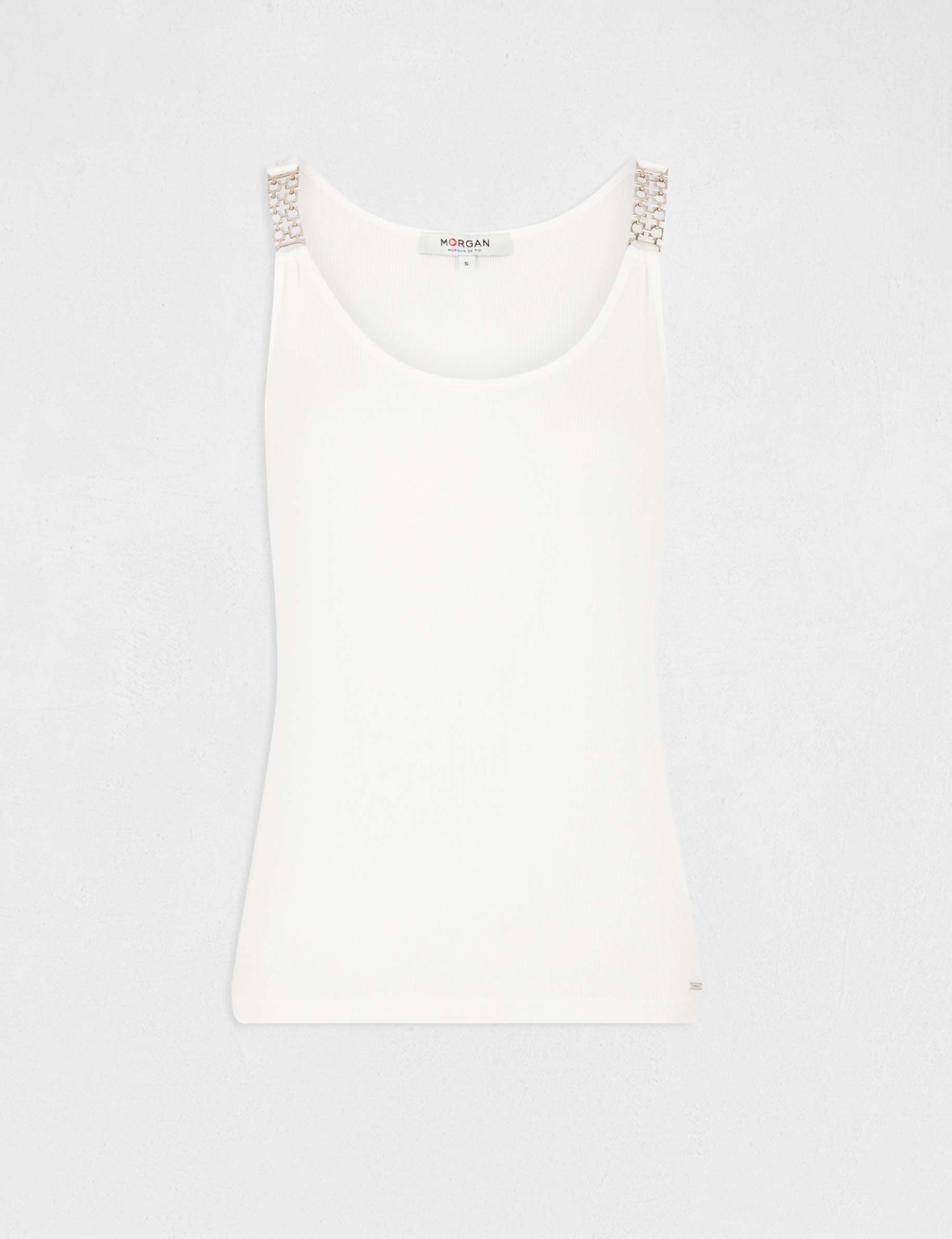 Débardeur avec bretelles à ornements ecru femme Débardeur avec bretelles à ornements ecru femme