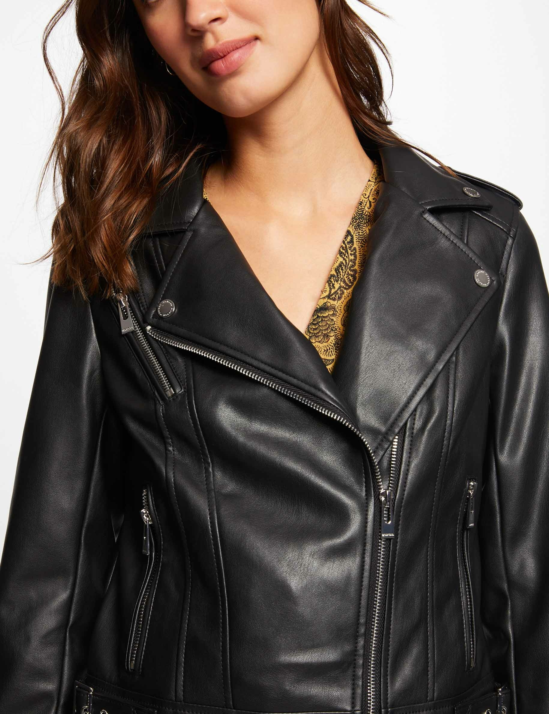 Blouson droit zippé noir femme Blouson droit zippé noir femme