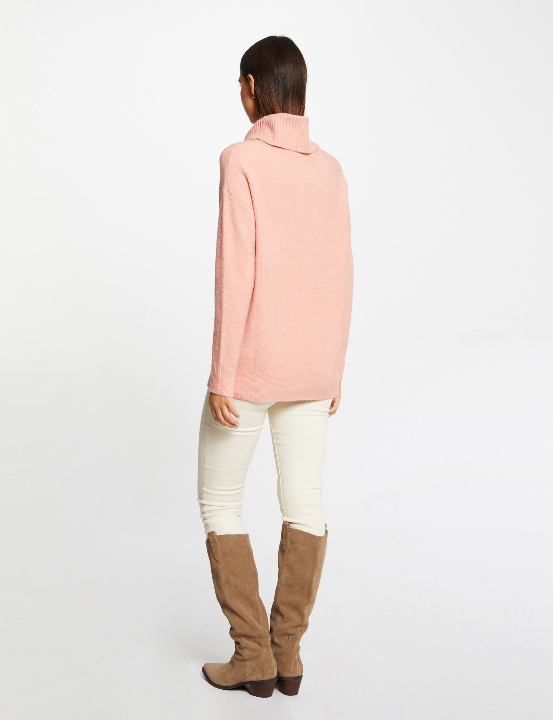 pull manches longues col roule corail femme Pull manches longues col roulé corail femme