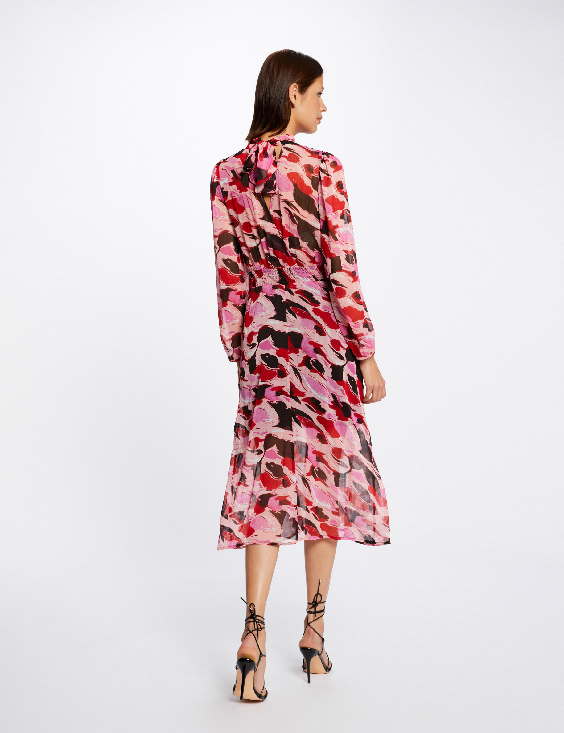 Robe midi droite imprimé abstrait multico femme Robe midi droite imprimé abstrait multico femme