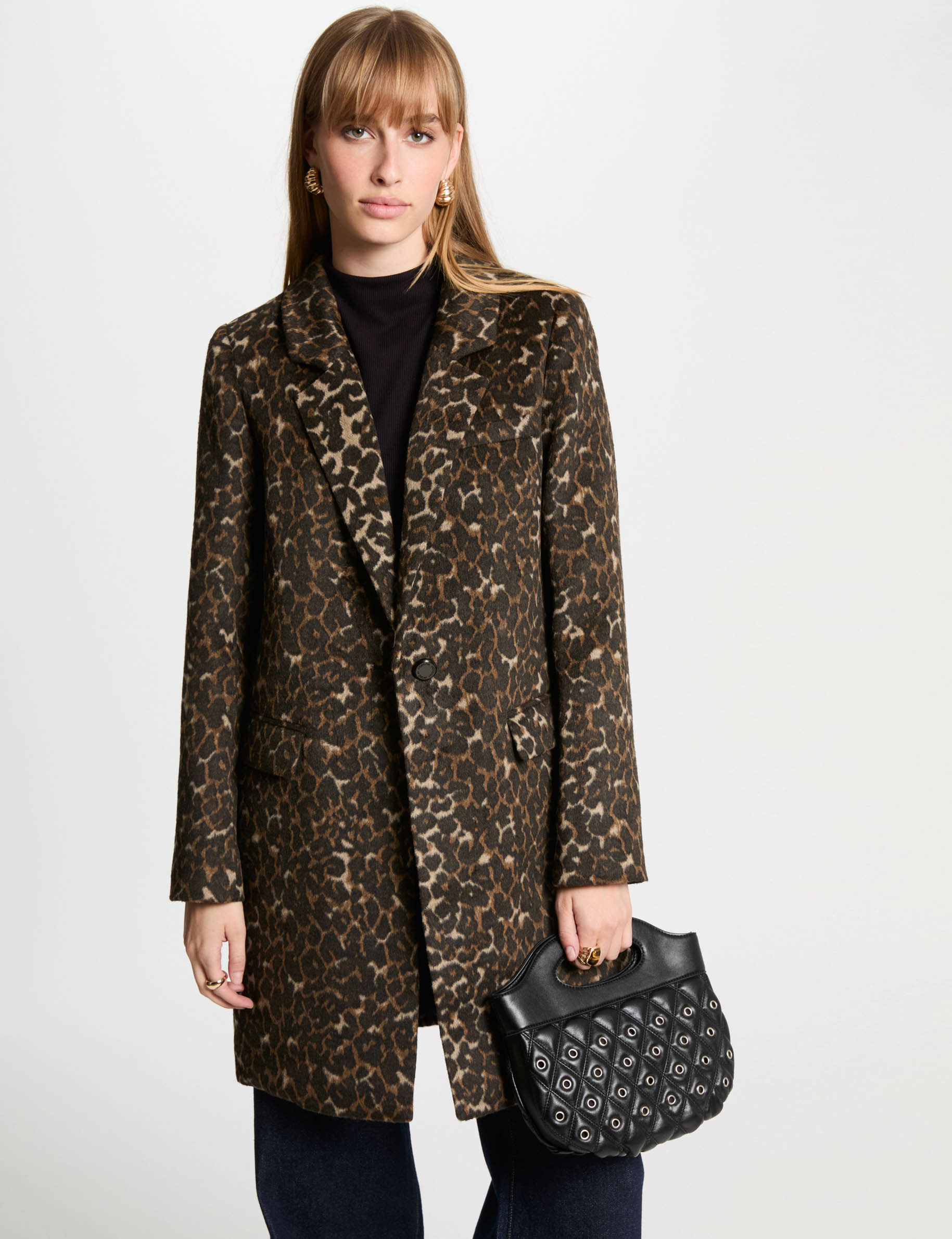 manteau long imprime leopard multicolore femme Manteau long imprimé léopard multicolore femme