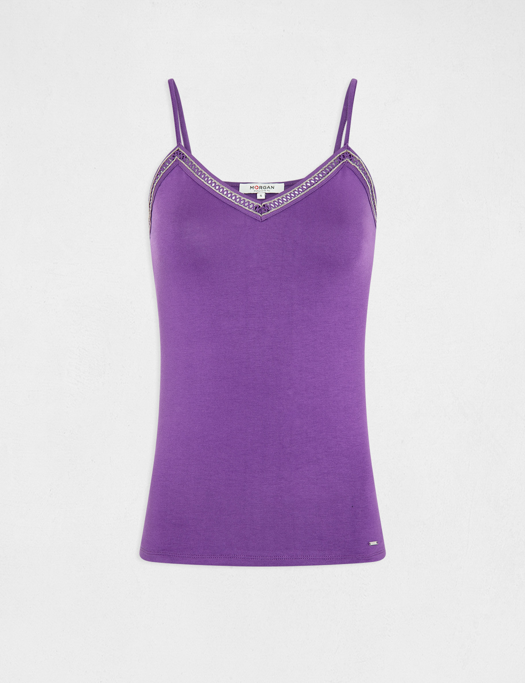Débardeur bretelles fines col en V violet fonce femme Débardeur bretelles fines col en V violet fonce femme