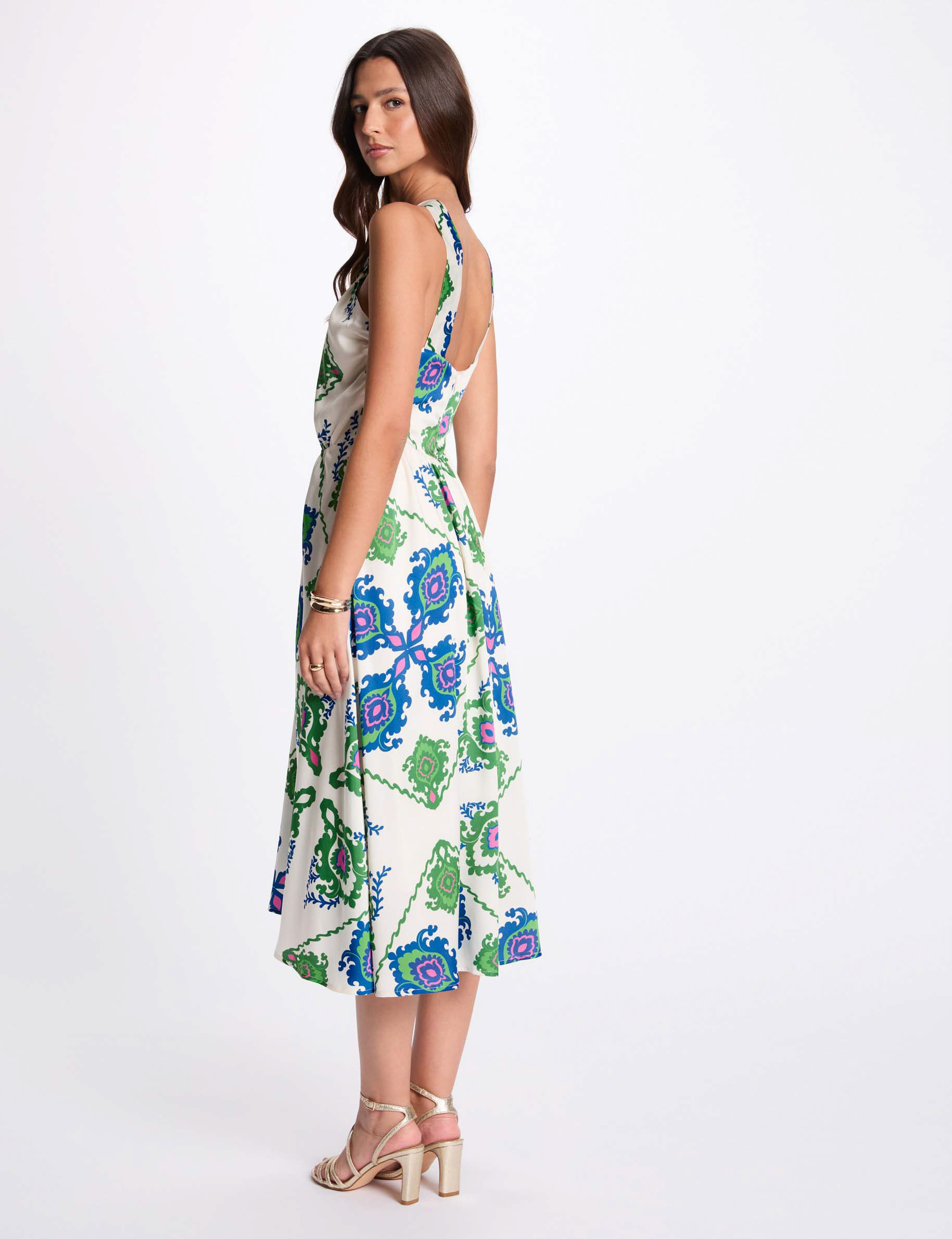 robe midi trapeze imprimee multicolore femme Robe midi trapèze imprimée multicolore femme