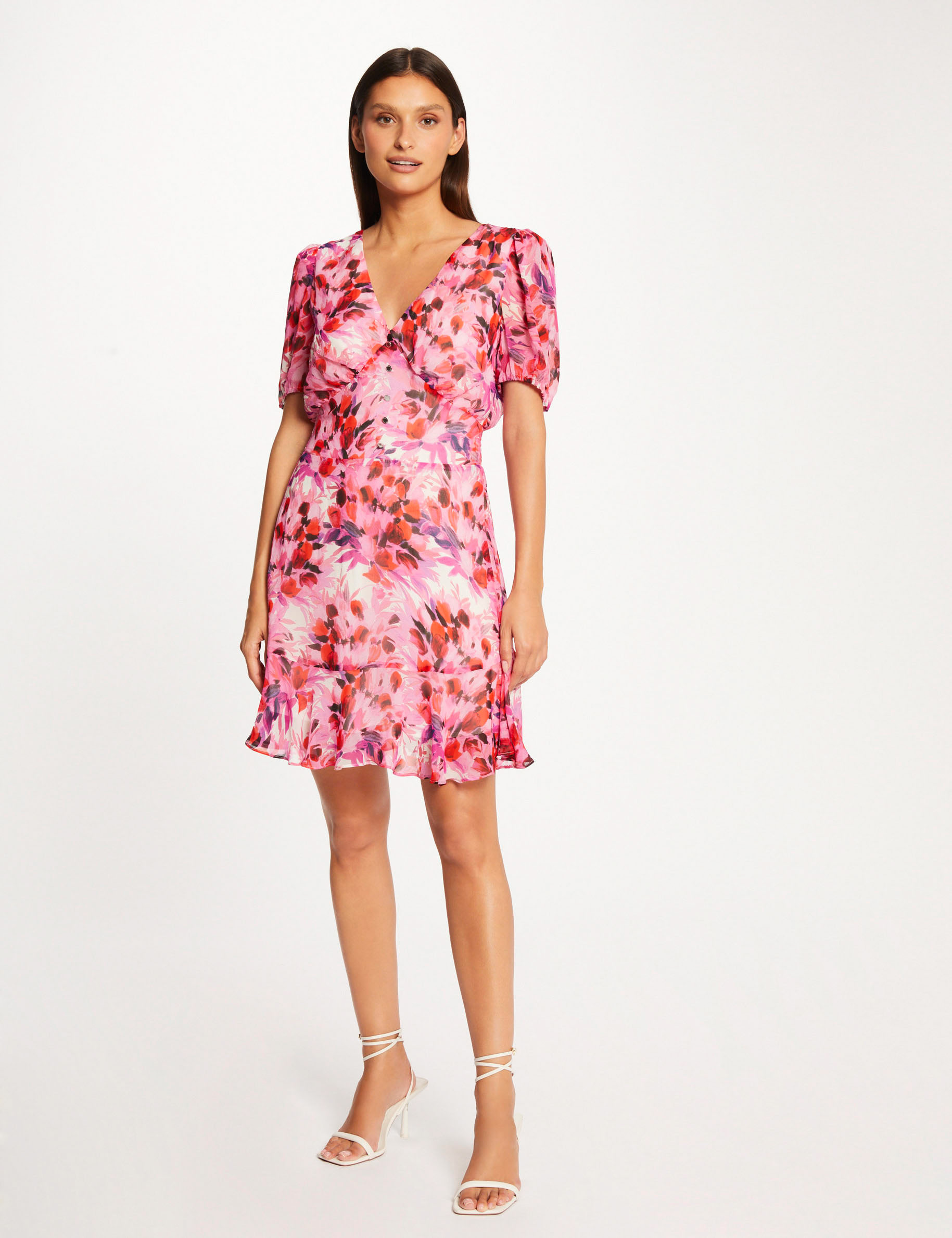 robe cintree col en v imprime floral multico femme Robe cintrée col en V imprimé floral multico femme