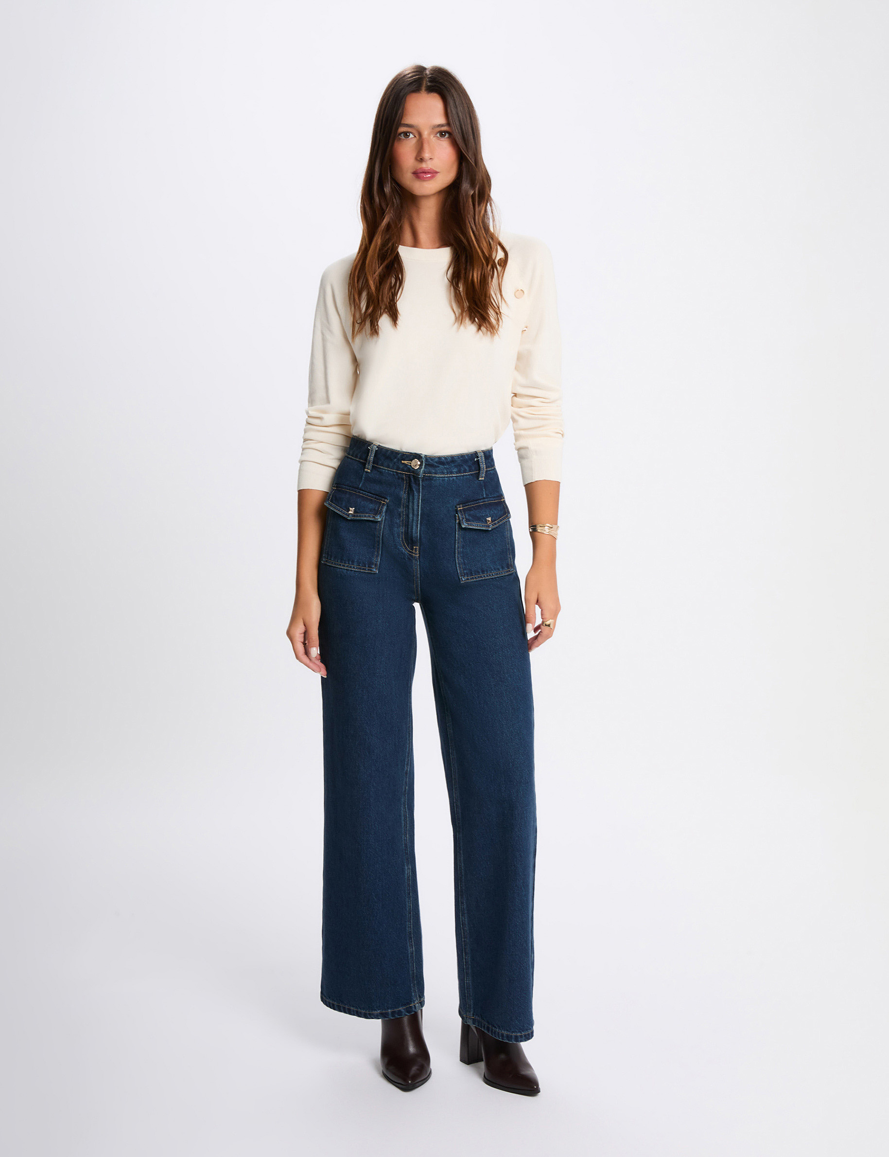 Pull fin ajust&eacute; ivoire femme