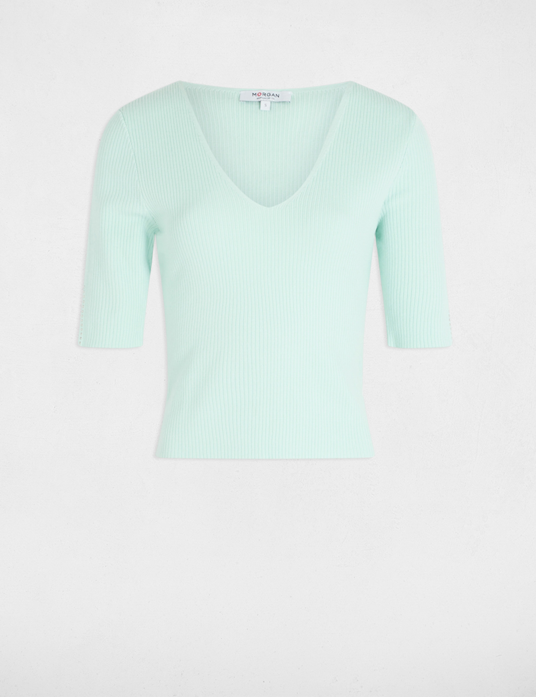 pull col en v vert clair femme Pull col en V vert clair femme
