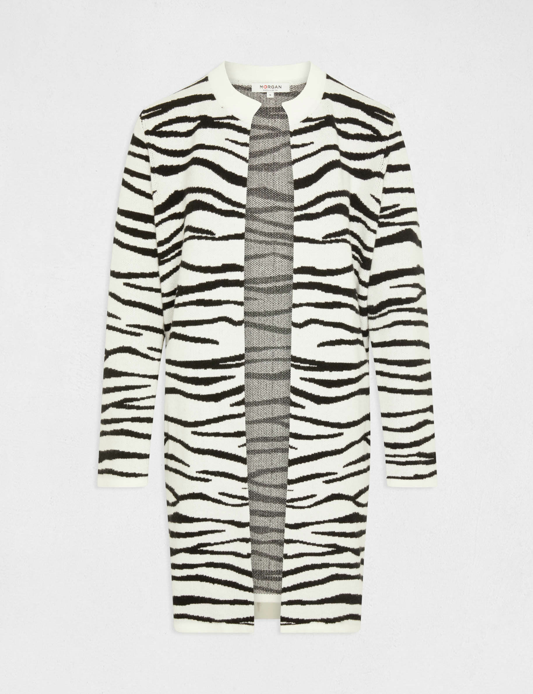 gilet long imprime zebre noir femme Gilet long imprimé zèbre noir femme