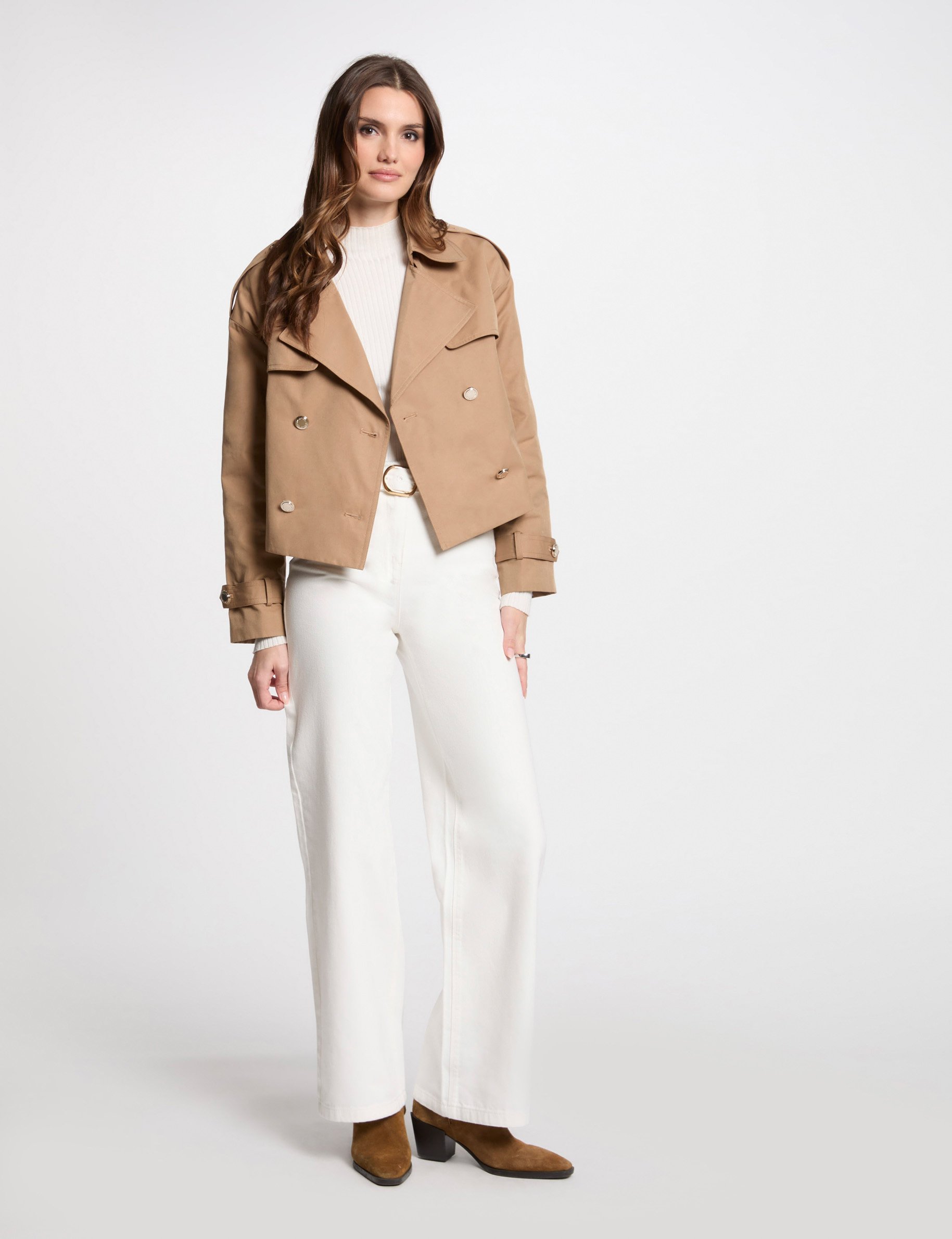 trench court boutonne camel femme Trench court boutonné camel femme