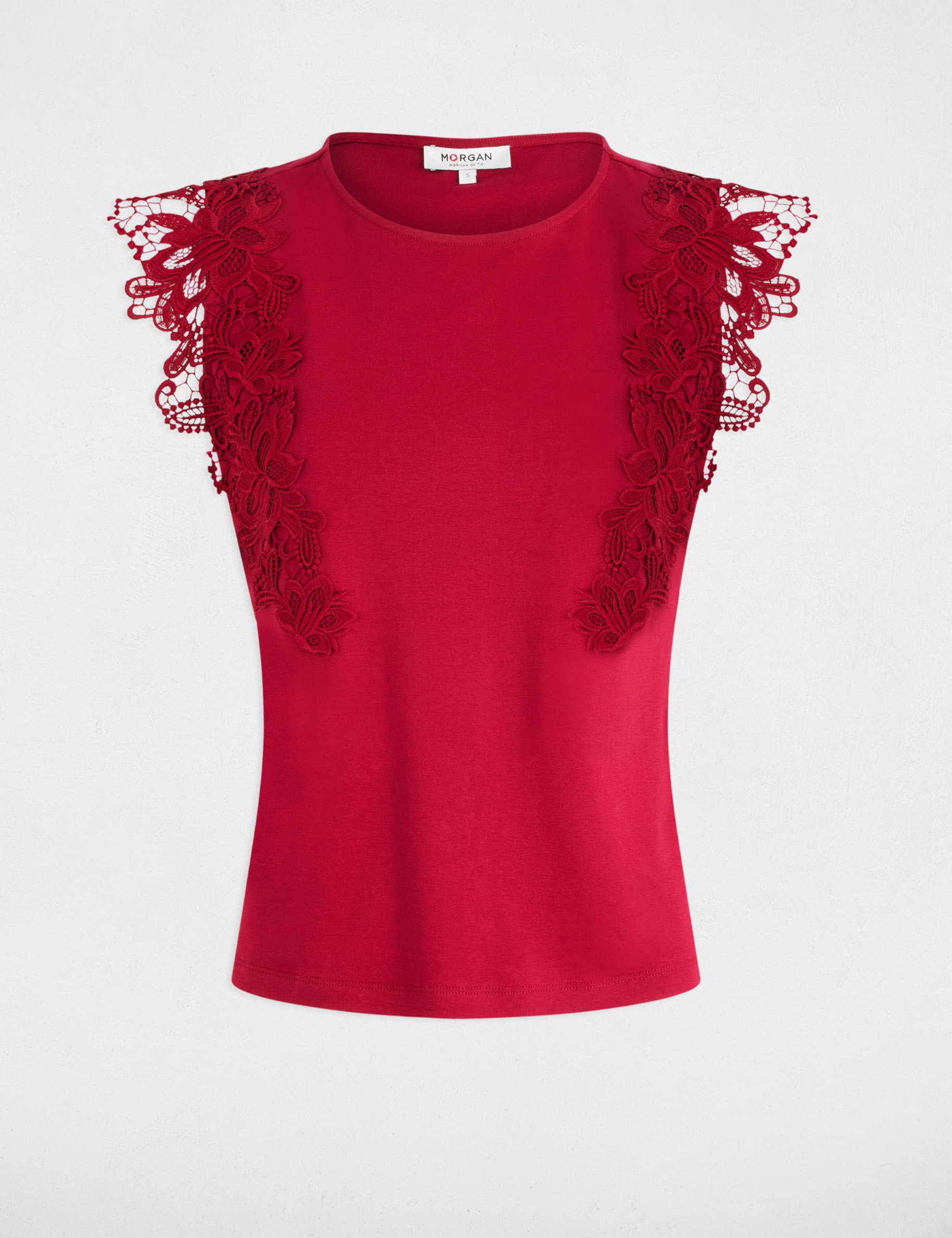 t shirt manches courtes rouge fonce femme T-shirt manches courtes rouge foncé femme