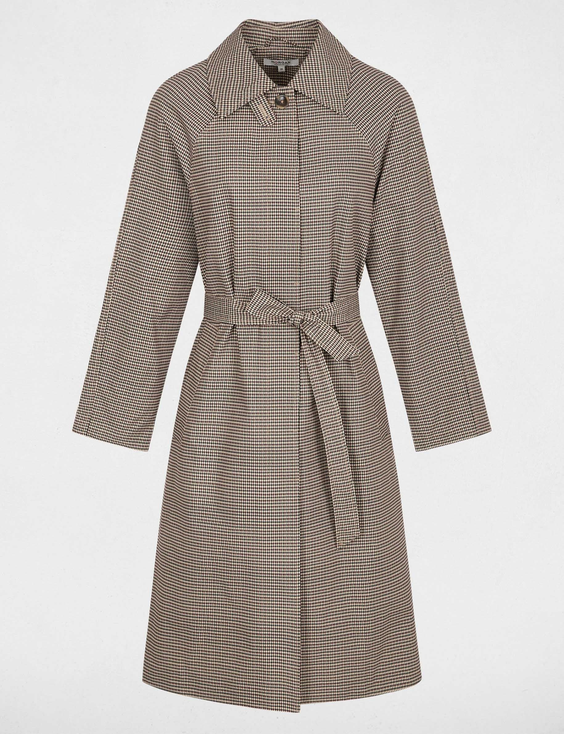 Trench ceintur&eacute; manches longues multicolore femme
