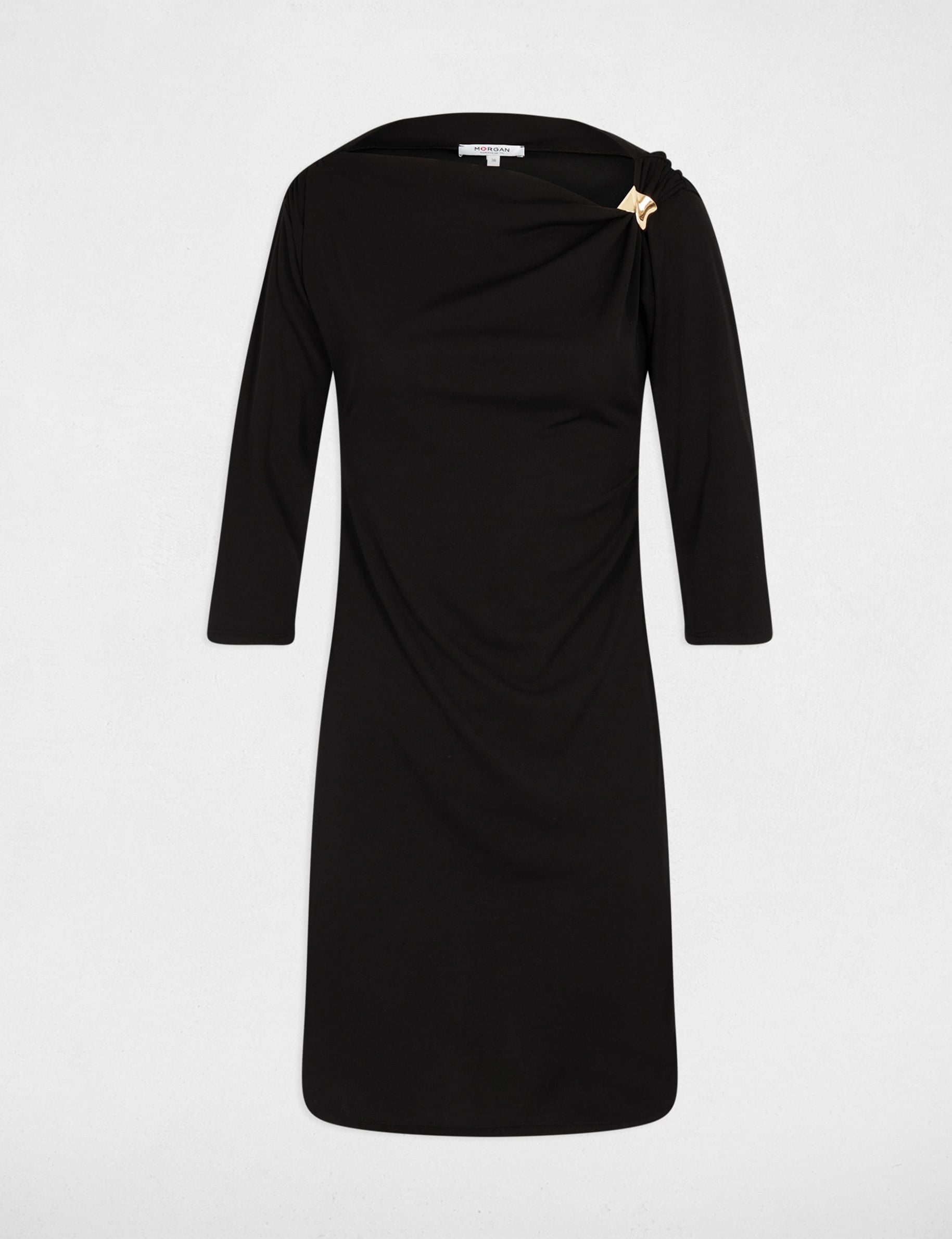 Robe courte encolure bateau noir femme