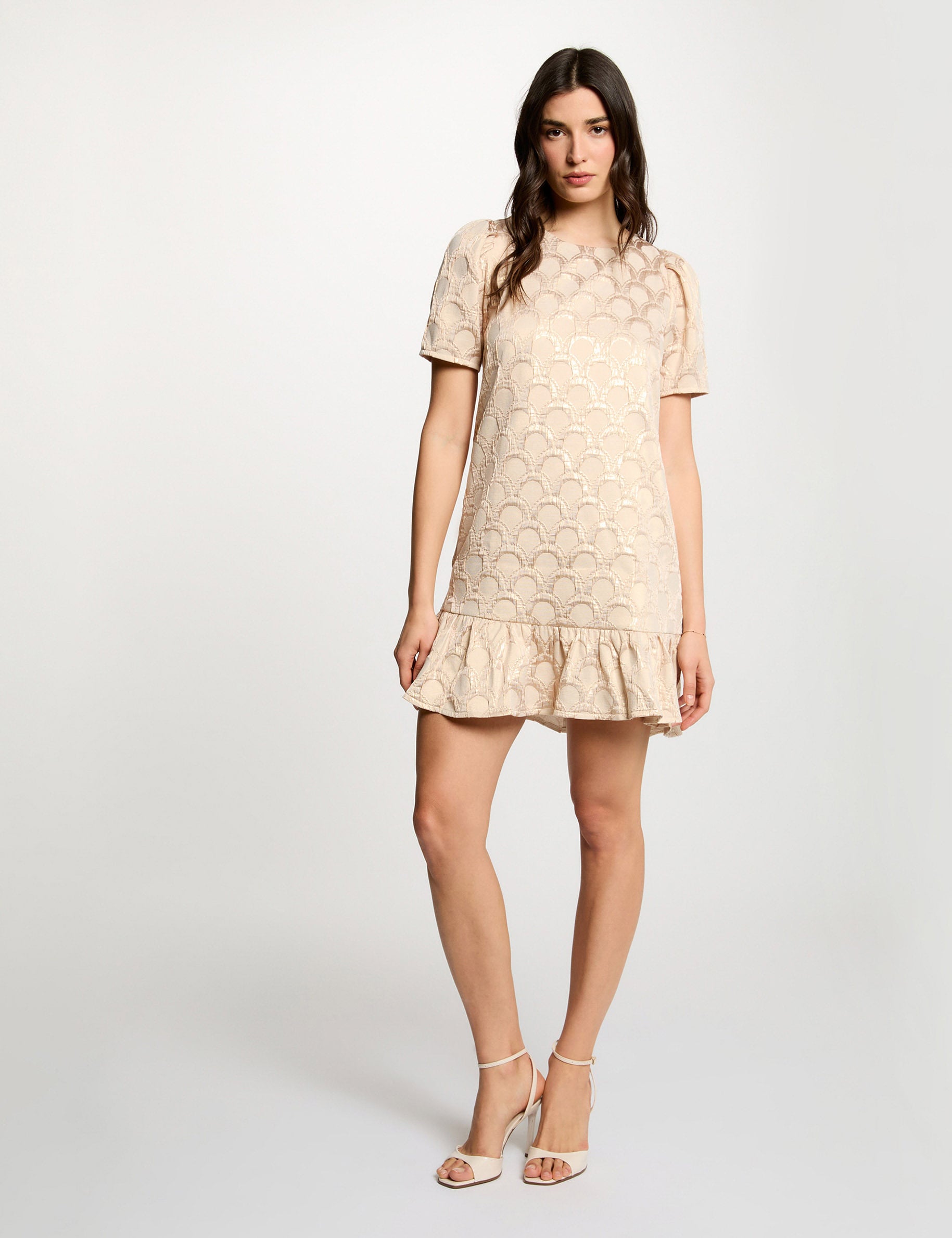 Robe courte jacquard rose pastel femme