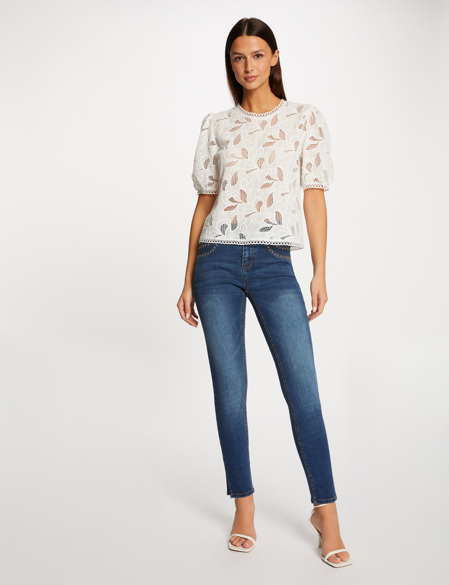 Image of Jeans slim avec clous jean stone femme
