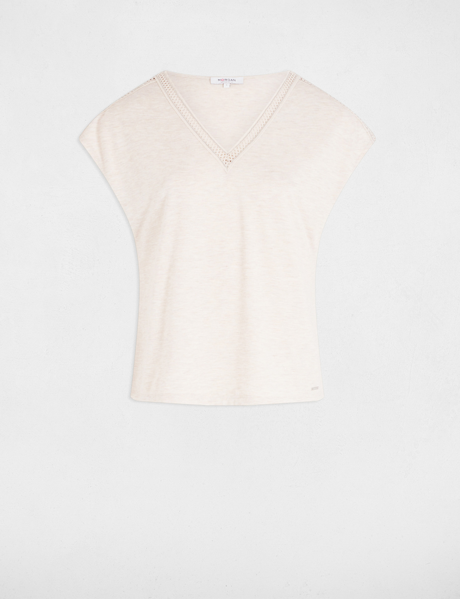 t shirt manches courtes ivoire femme T-shirt manches courtes ivoire femme