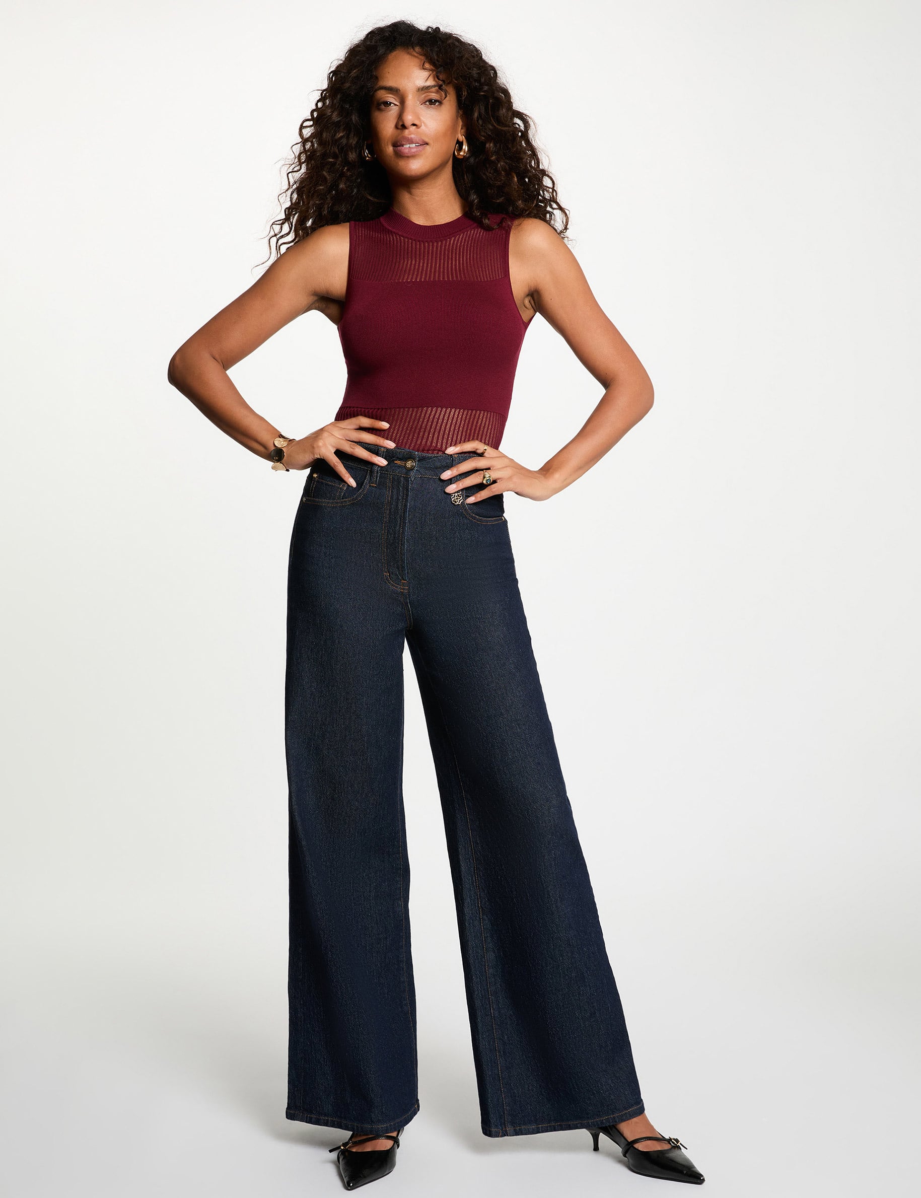 Pull sans manches bordeaux femme