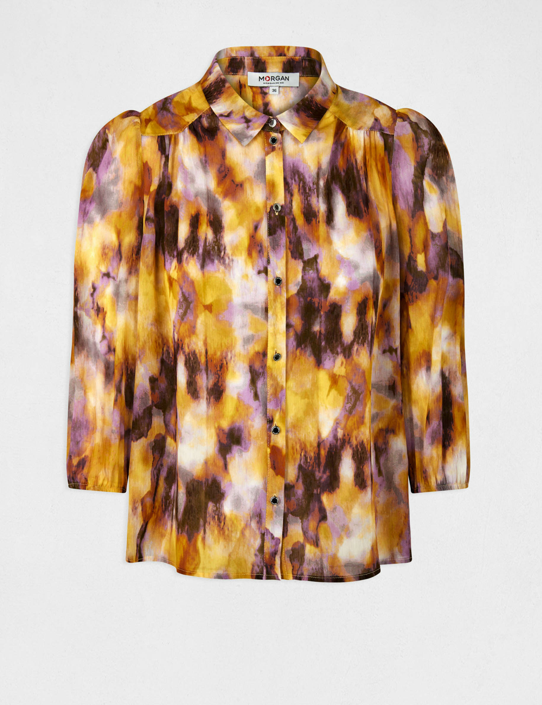 Chemise manches 3/4 imprimé abstrait multico femme Chemise manches 3/4 imprimé abstrait multico femme