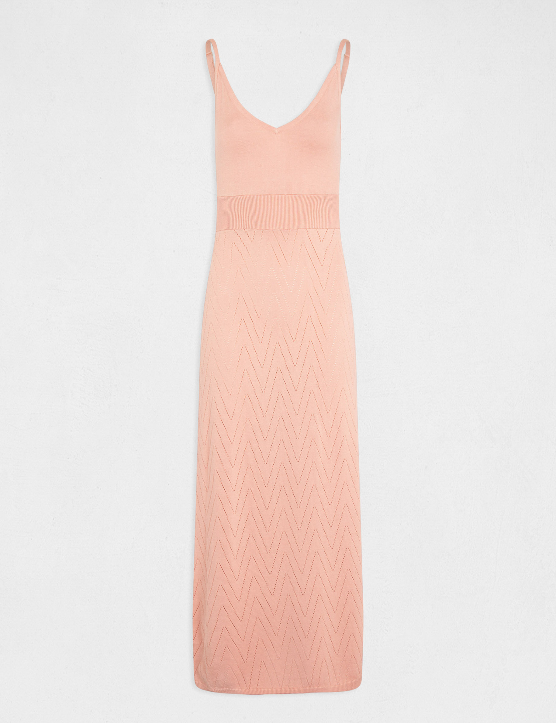 Robe pull longue ajustée à bretelles rose moyen femme Robe pull longue ajustée à bretelles rose moyen femme
