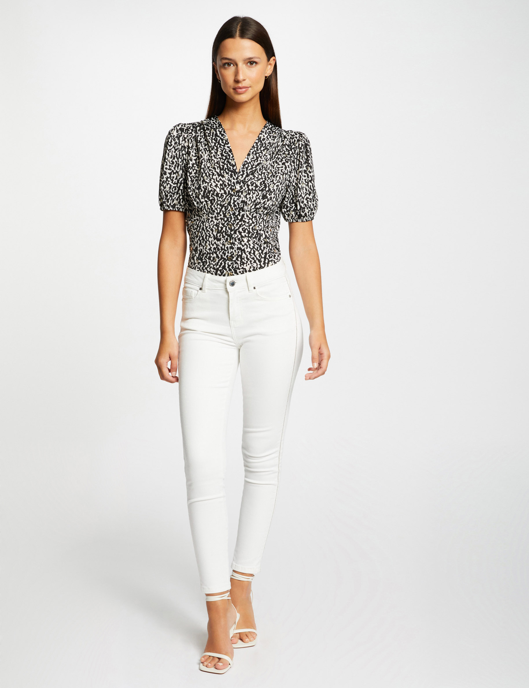t shirt a boutons imprime animalier multico femme T-shirt à boutons imprimé animalier multico femme