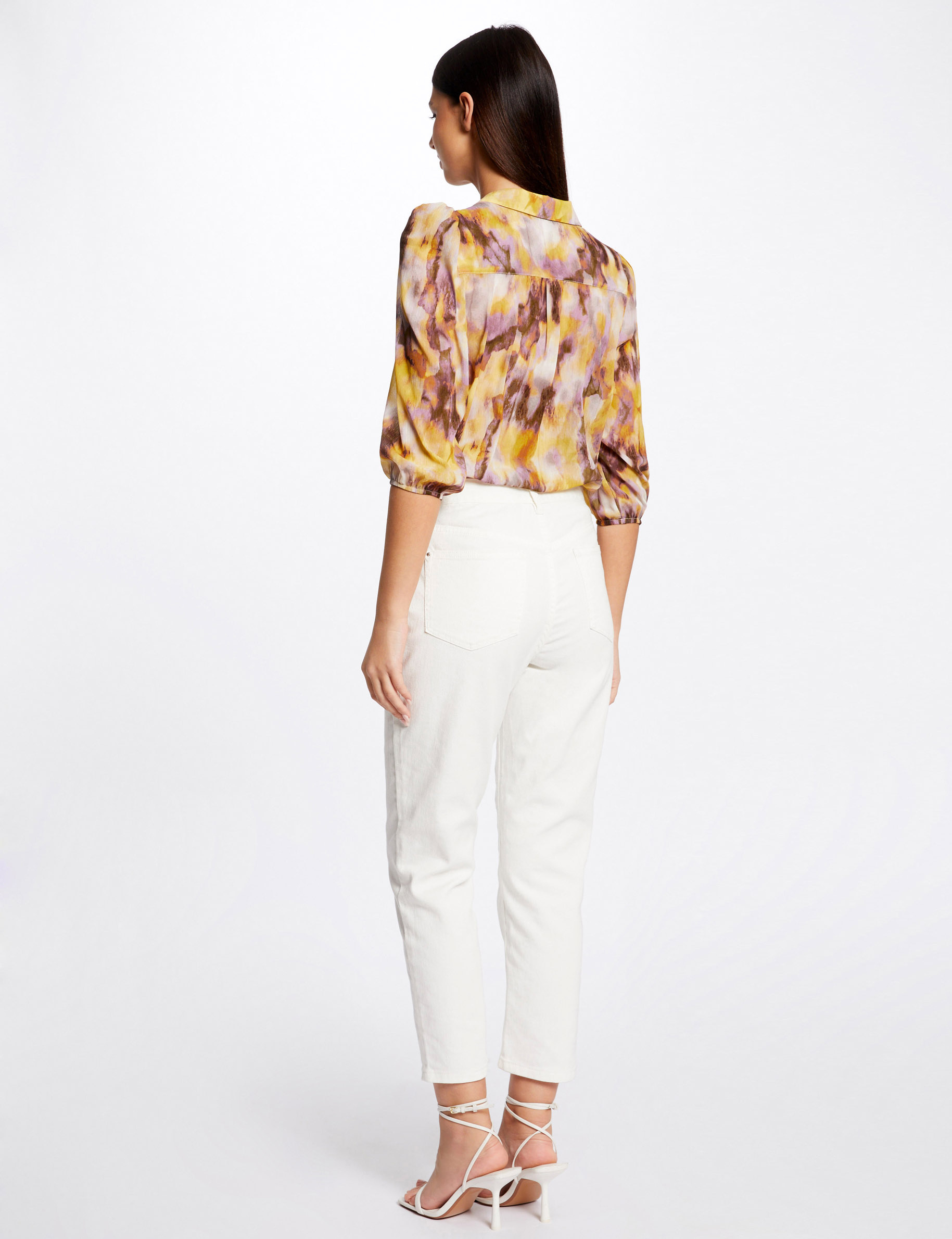 Chemise manches 3/4 imprimé abstrait multico femme Chemise manches 3/4 imprimé abstrait multico femme